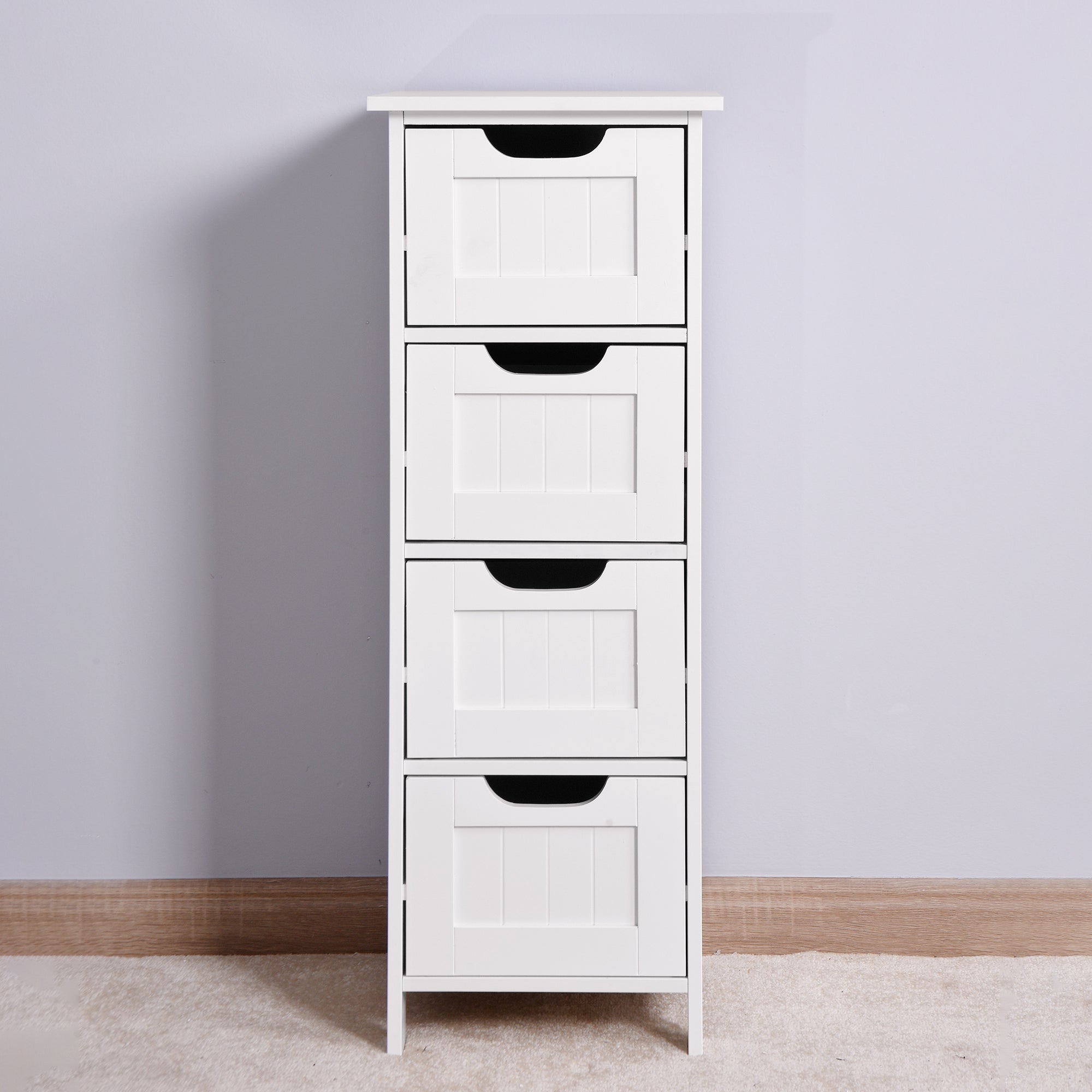4 Drawers Free Standing Storage Cabinet for Bedroom and Bathroom- White