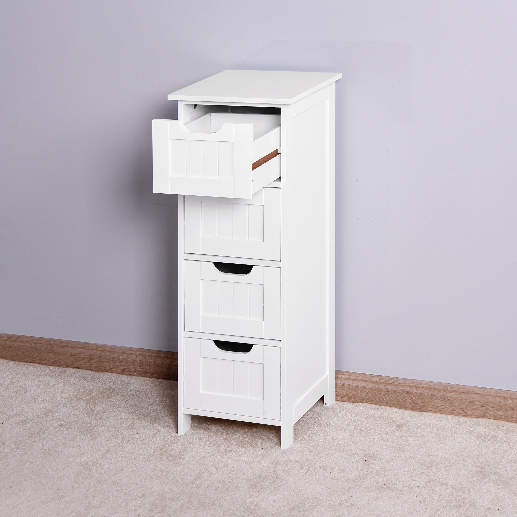 4 Drawers Free Standing Storage Cabinet for Bedroom and Bathroom- White