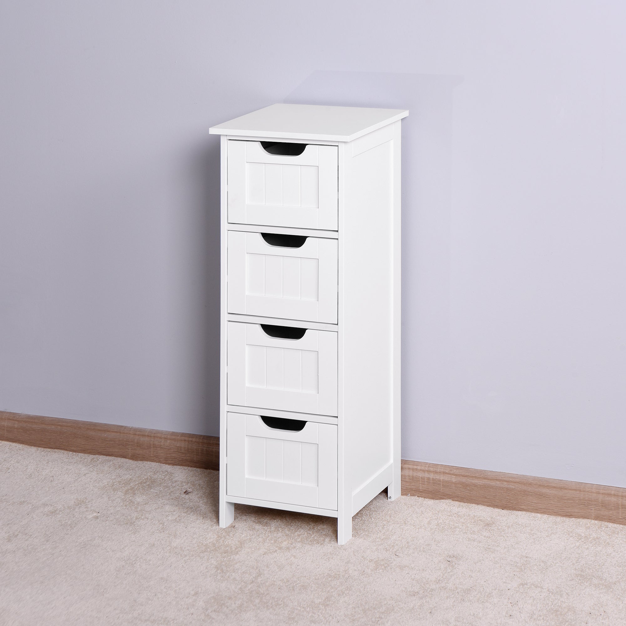 4 Drawers Free Standing Storage Cabinet for Bedroom and Bathroom- White