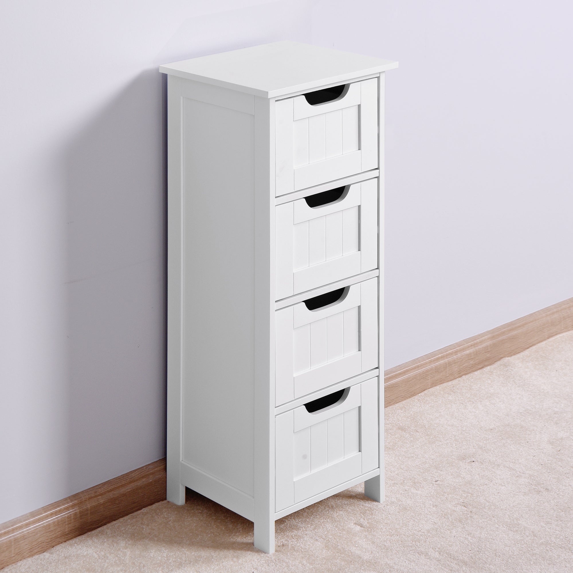 4 Drawers Free Standing Storage Cabinet for Bedroom and Bathroom- White