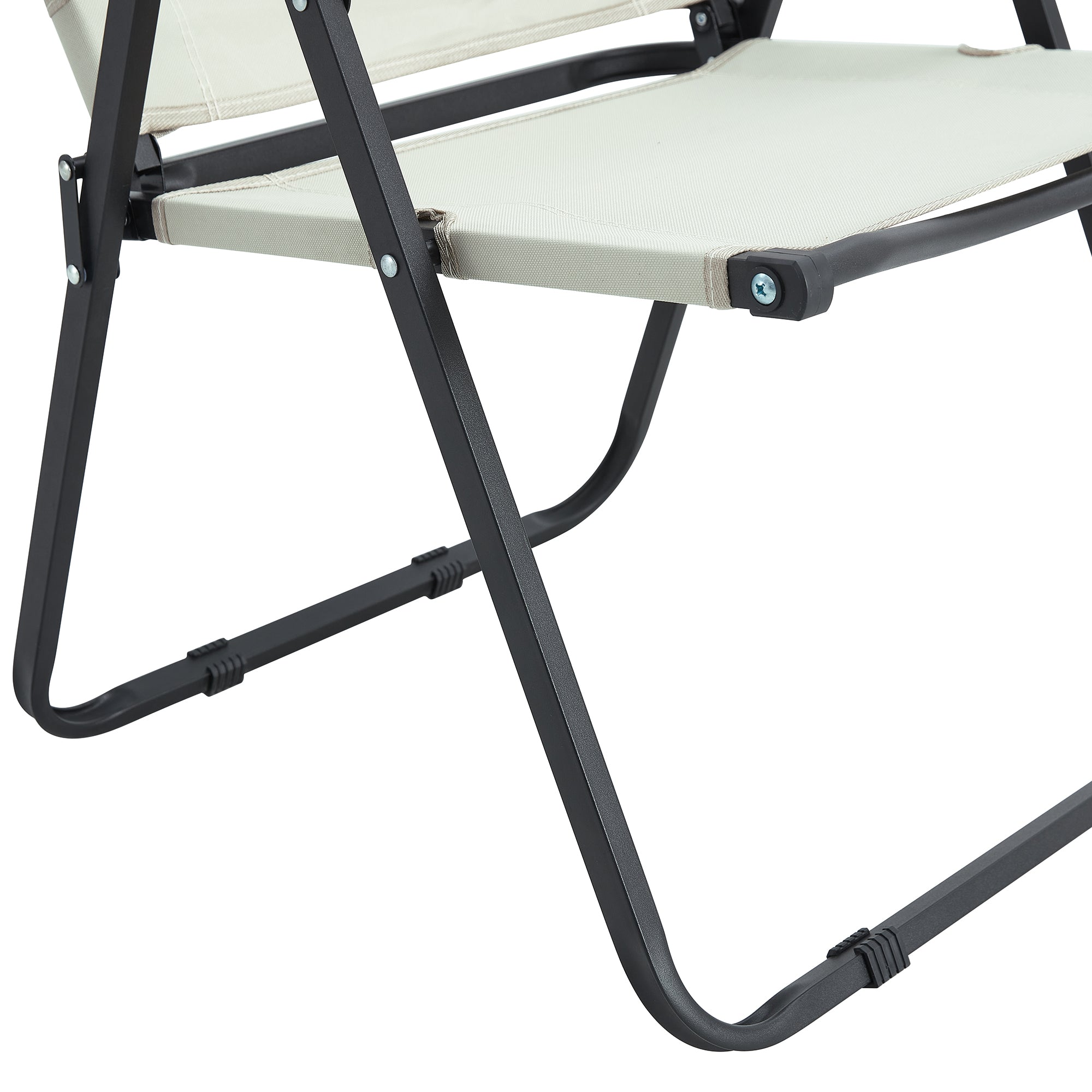 2 Pcs Foldable Oxford Cloth Outdoor Camping and Fishing Chair- Beige