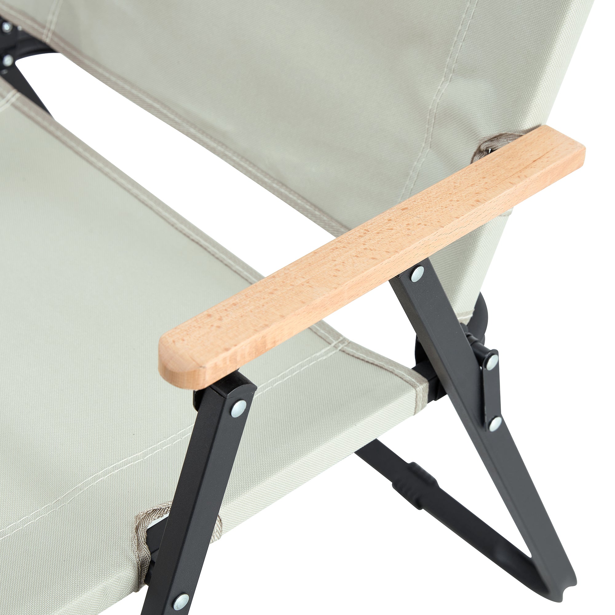 2 Pcs Foldable Oxford Cloth Outdoor Camping and Fishing Chair- Beige