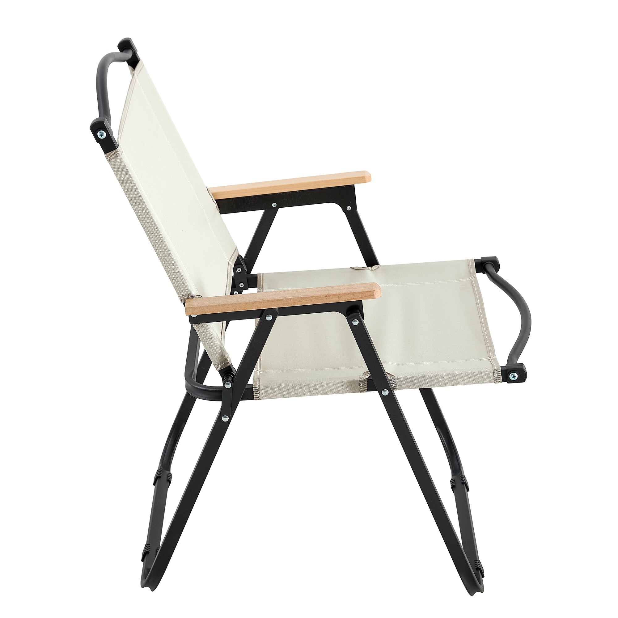 2 Pcs Foldable Oxford Cloth Outdoor Camping and Fishing Chair- Beige