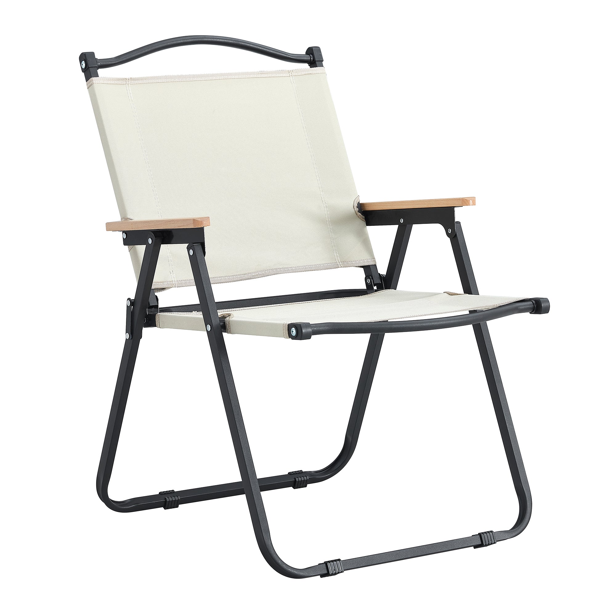 2 Pcs Foldable Oxford Cloth Outdoor Camping and Fishing Chair- Beige