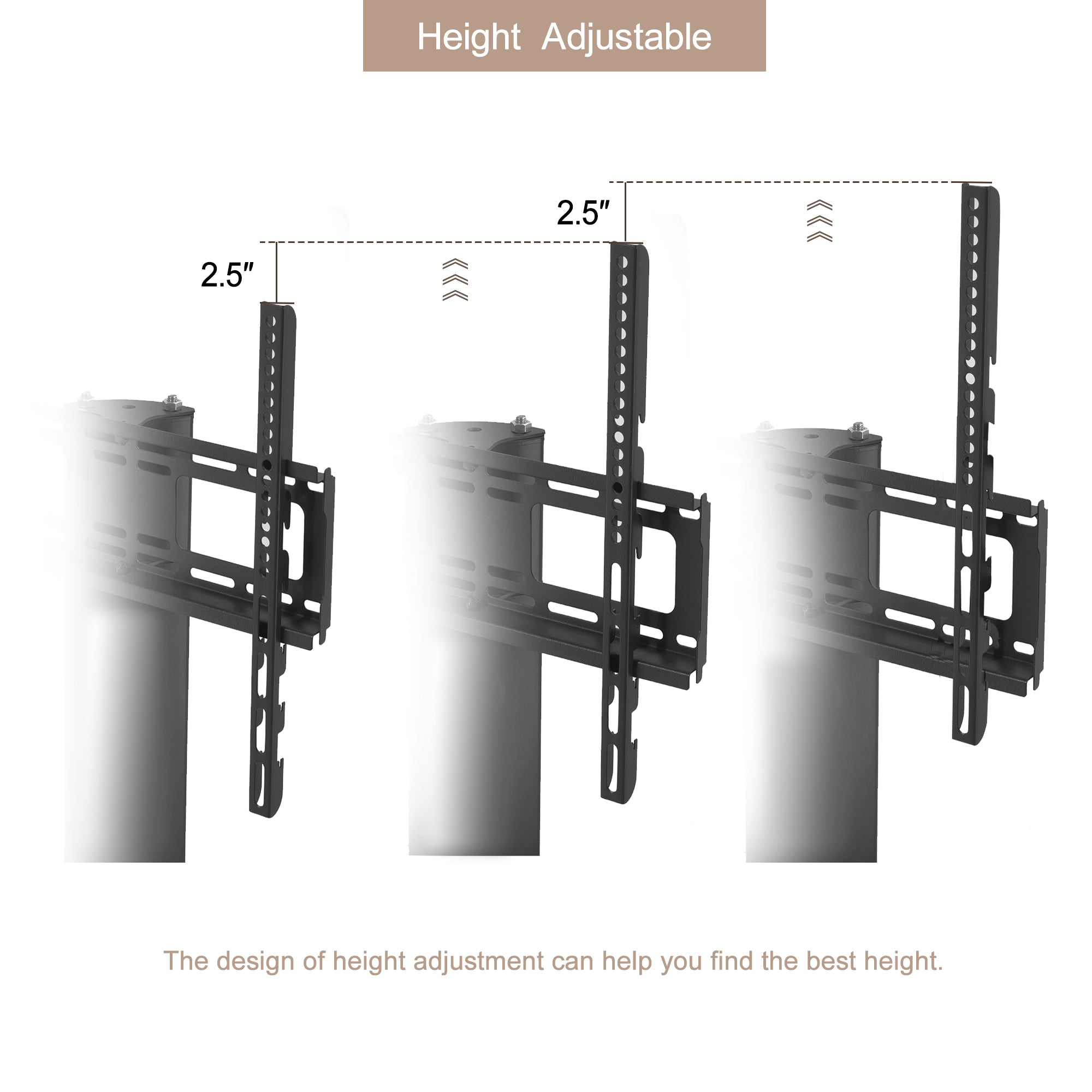 Height and Angle Adjustable Multi-Functional Tempered Glass TV Metal Frame- Black