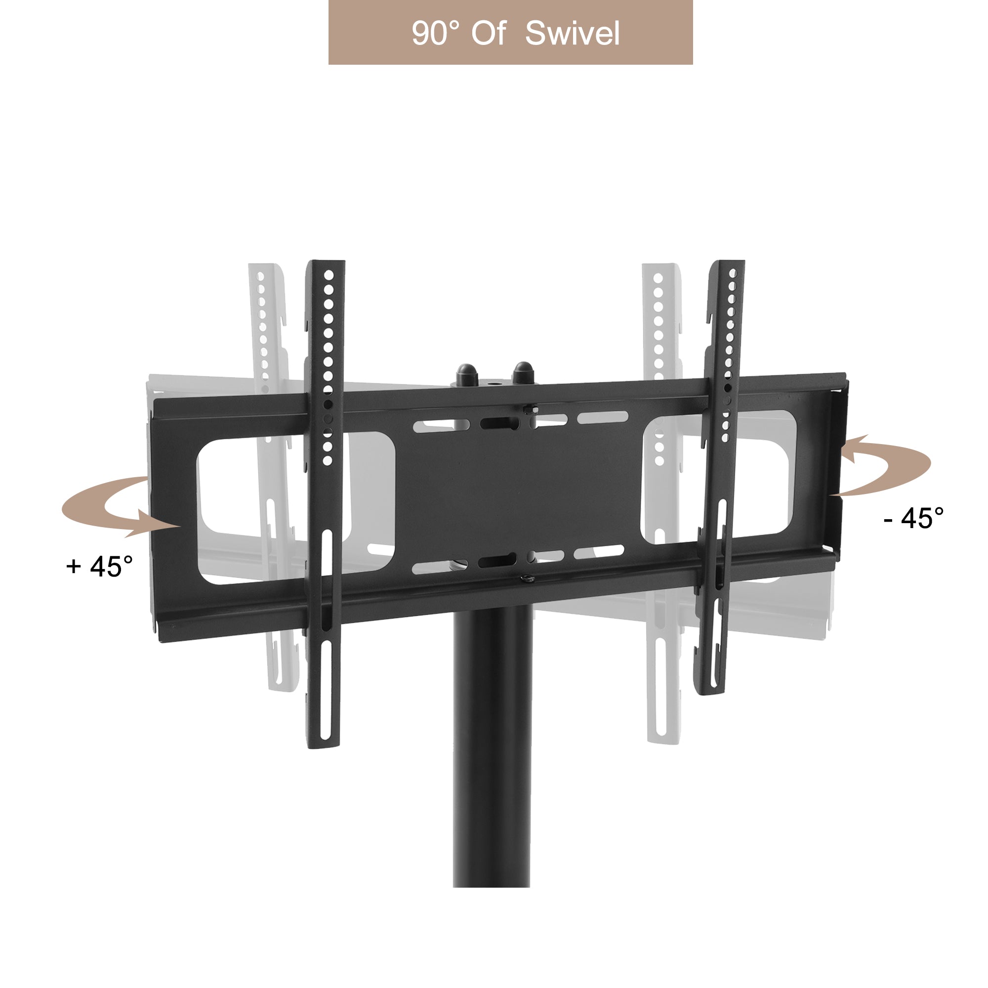 Height and Angle Adjustable Multi-Functional Tempered Glass TV Metal Frame- Black