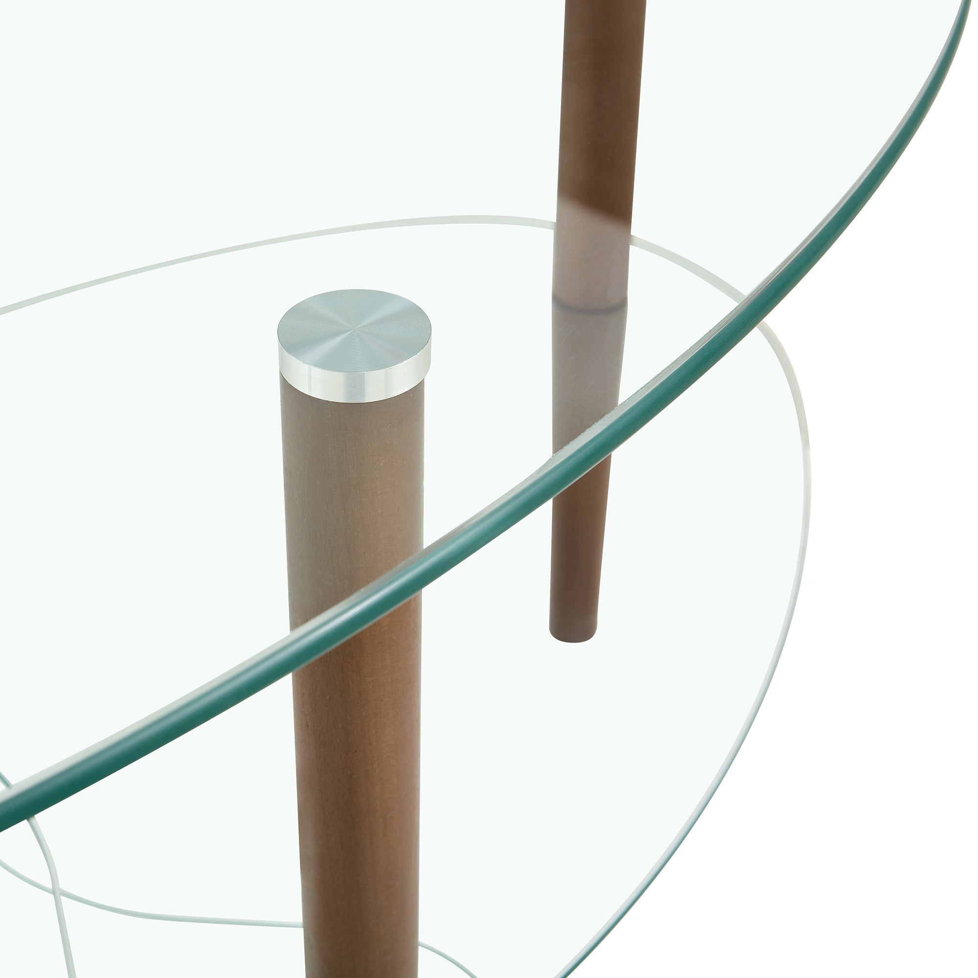 3 Layered Transparent Tempered Glass Oval Modern Coffee Table - Brown