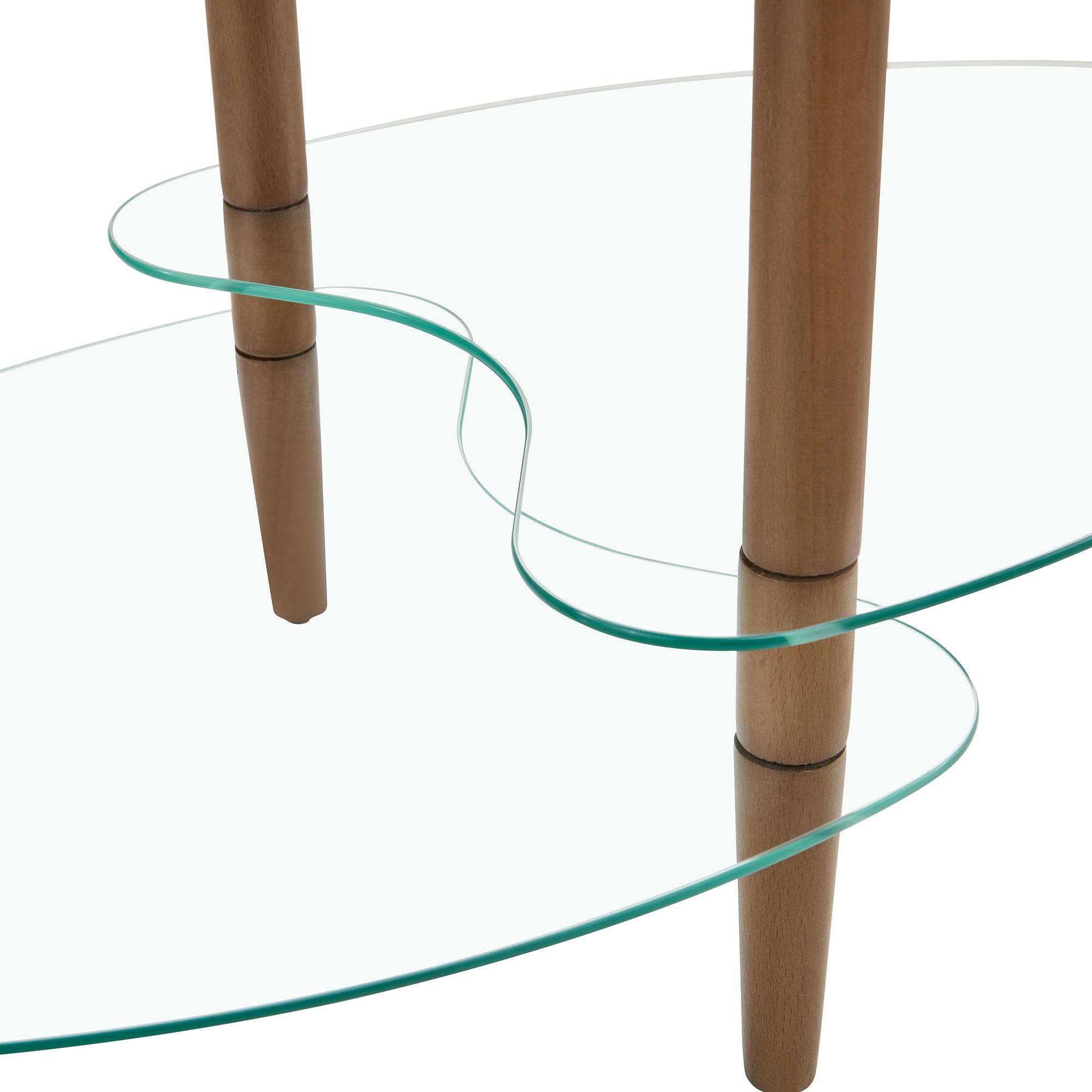 3 Layered Transparent Tempered Glass Oval Modern Coffee Table - Brown