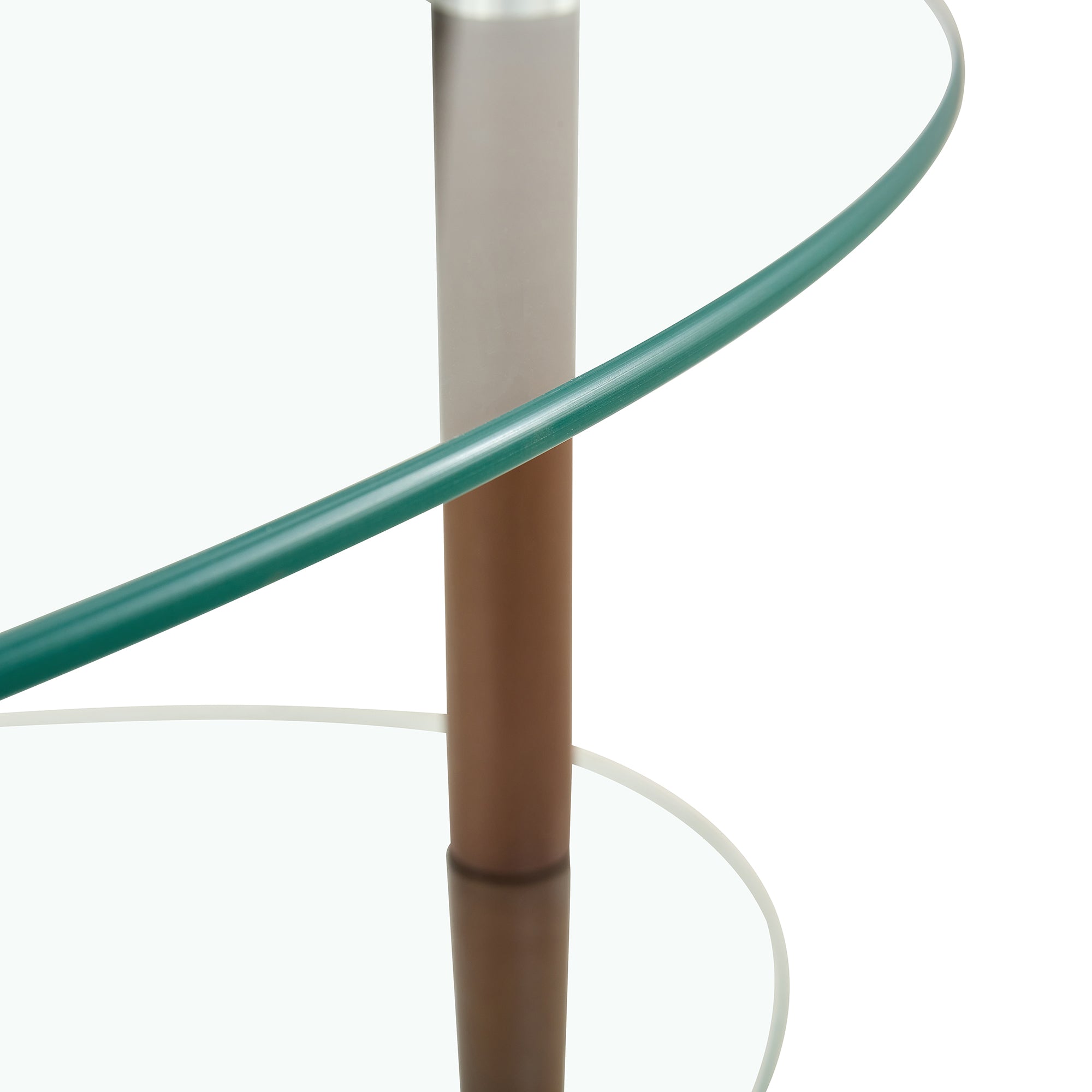 3 Layered Transparent Tempered Glass Oval Modern Coffee Table - Brown