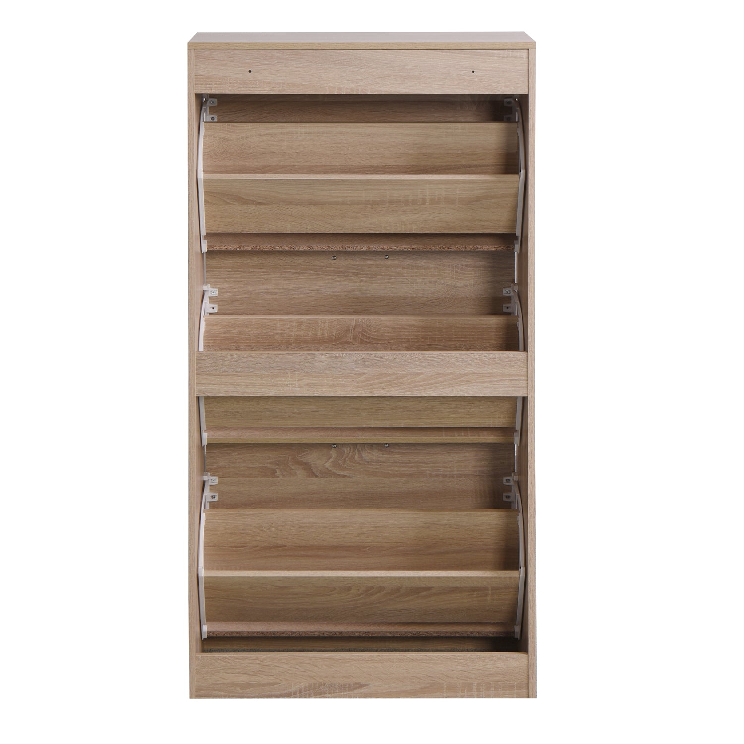 3 Layers Entryway Free Standing Wooden Shoe Rack Storage Organizer