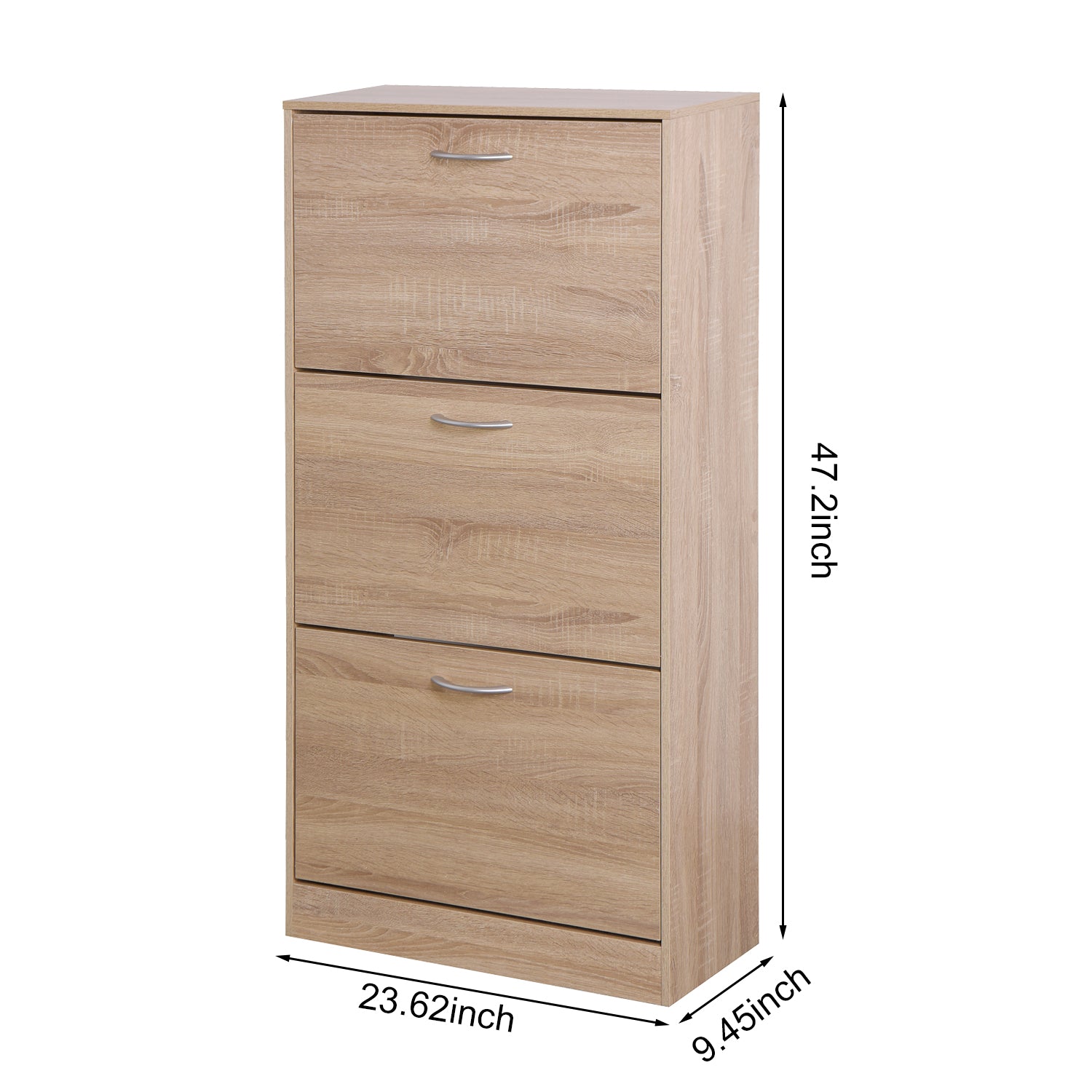 3 Layers Entryway Free Standing Wooden Shoe Rack Storage Organizer