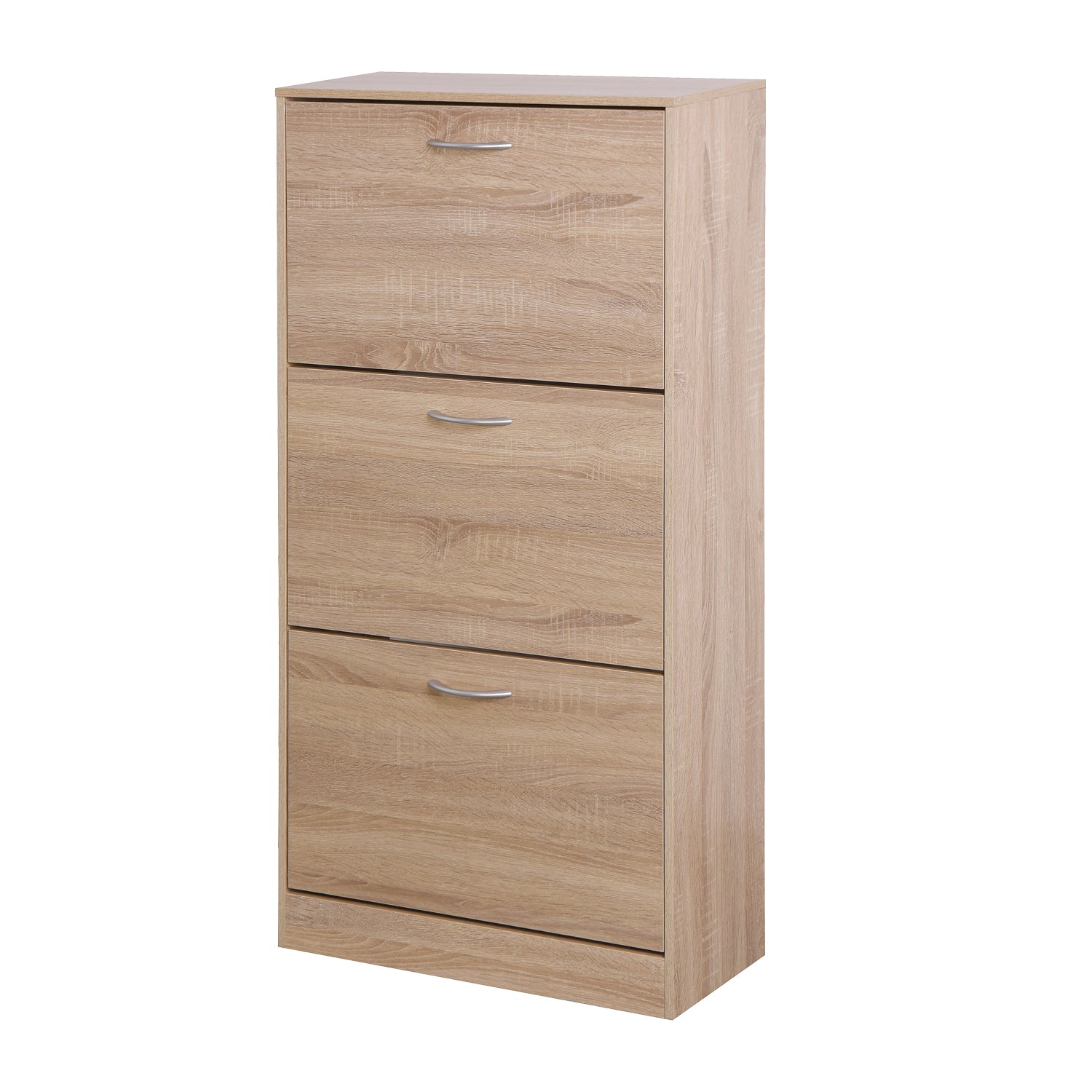 3 Layers Entryway Free Standing Wooden Shoe Rack Storage Organizer