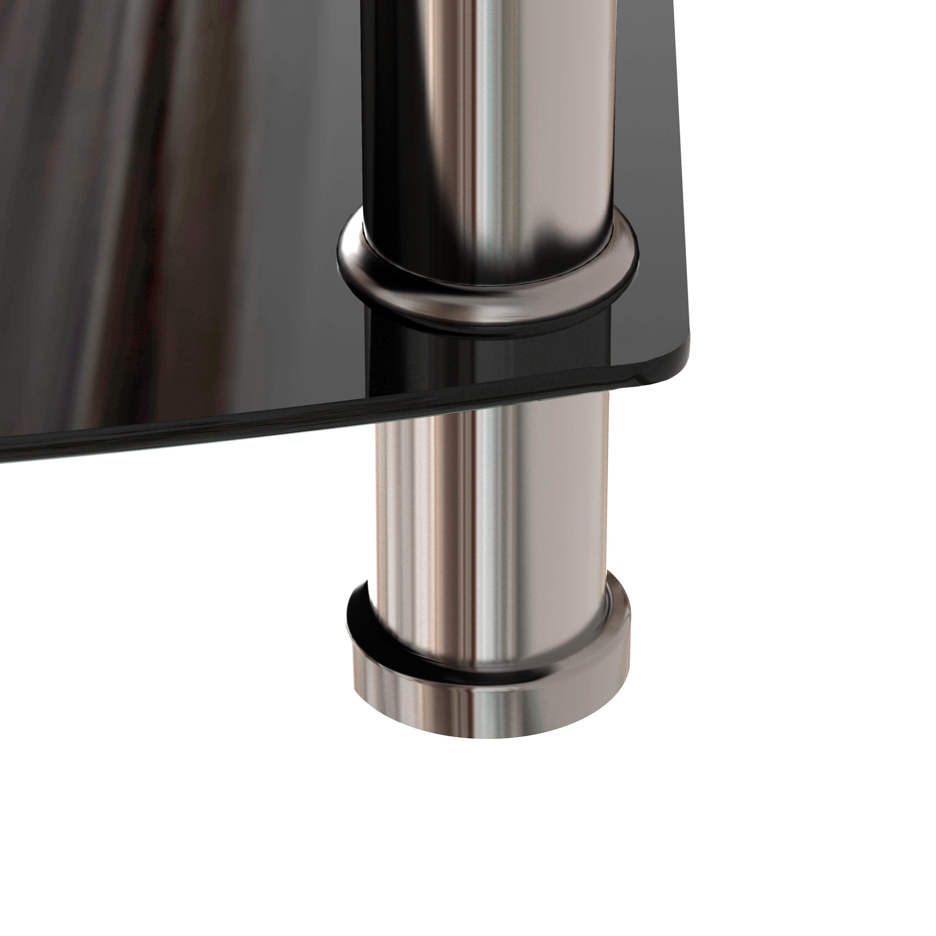 5-Tier Tempered Glass Living Room Side Table with Stainless Steel Frame- Black