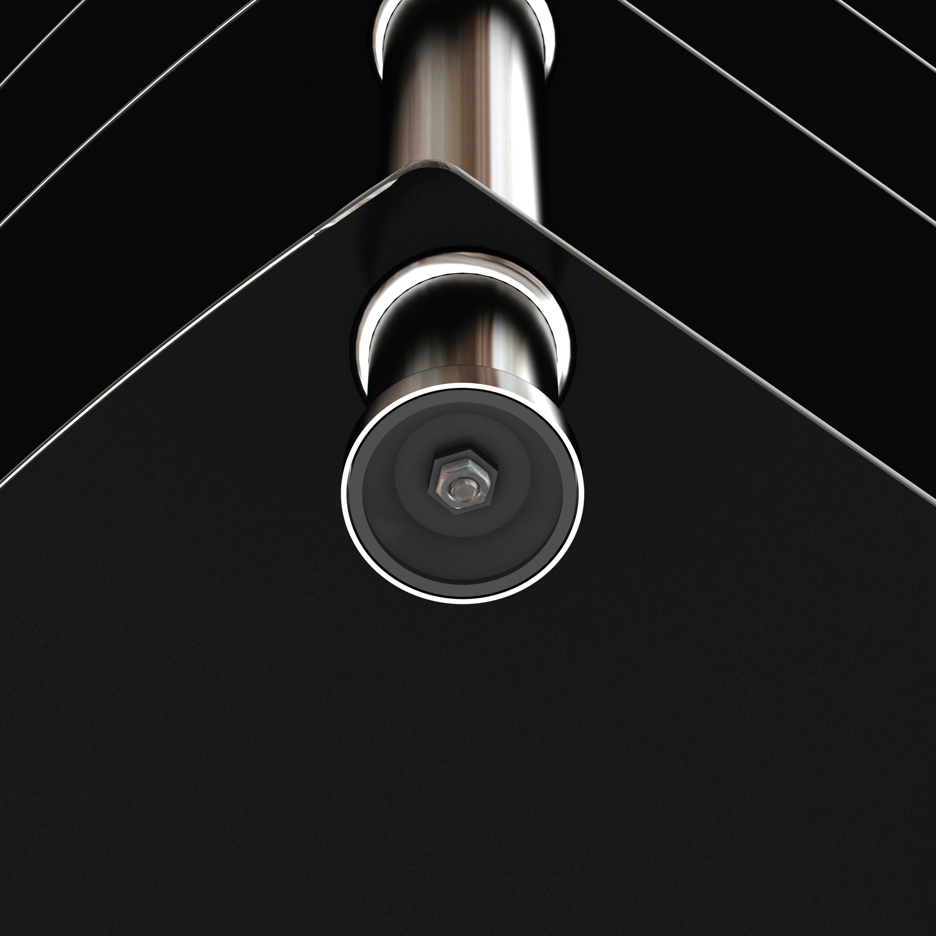 5-Tier Tempered Glass Living Room Side Table with Stainless Steel Frame- Black