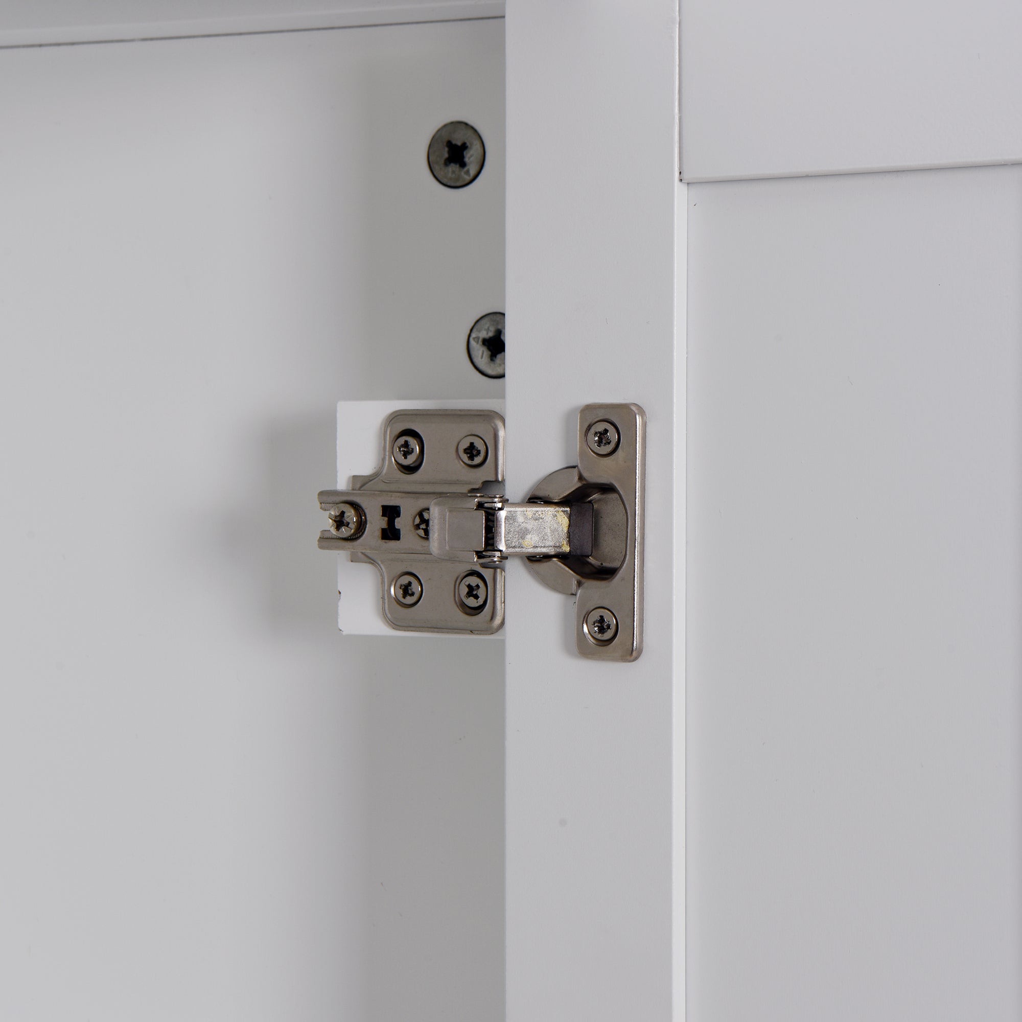 6 Shelves Slim Bathroom Floor Storage and Organizer with 2 Doors- White