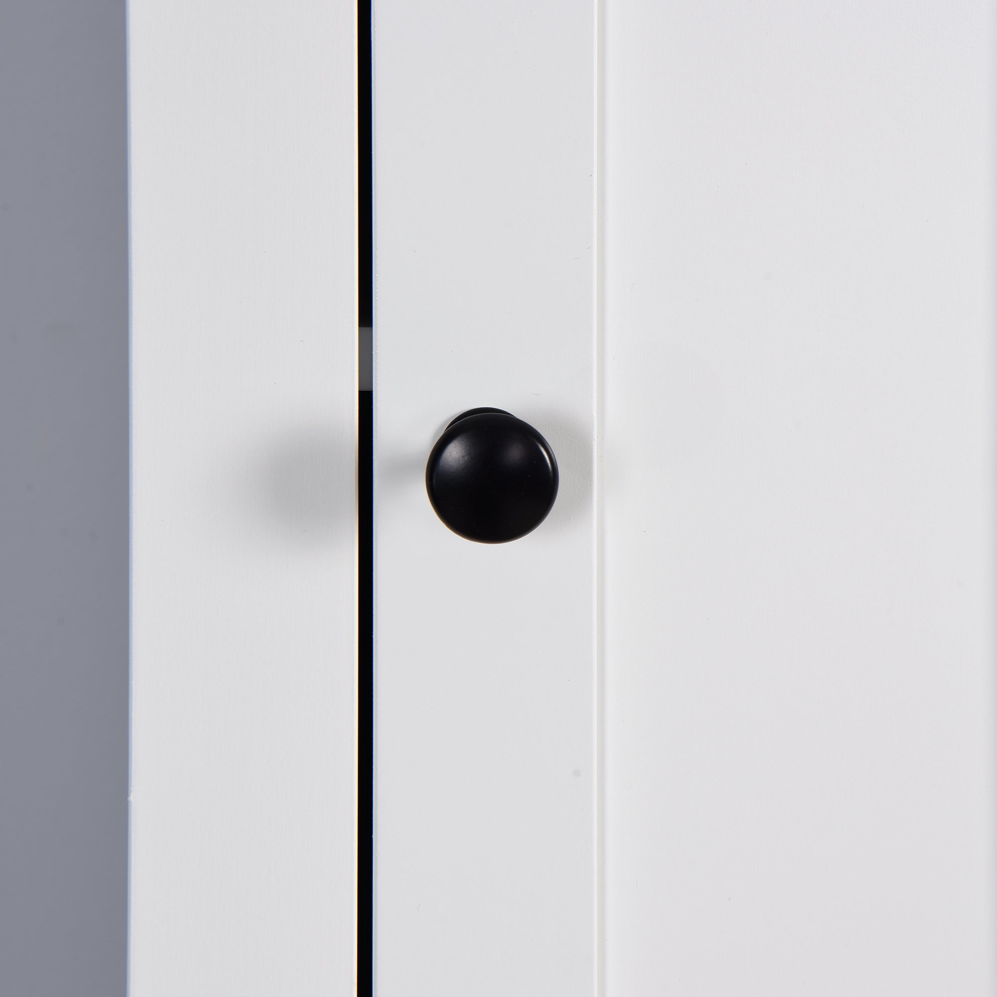 6 Shelves Slim Bathroom Floor Storage and Organizer with 2 Doors- White