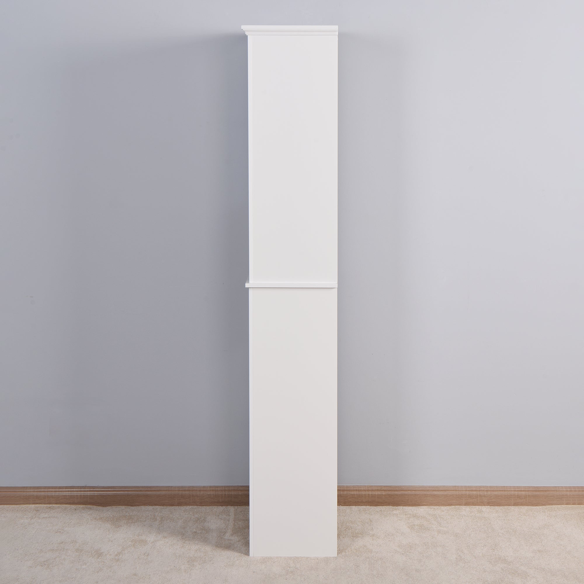 6 Shelves Slim Bathroom Floor Storage and Organizer with 2 Doors- White
