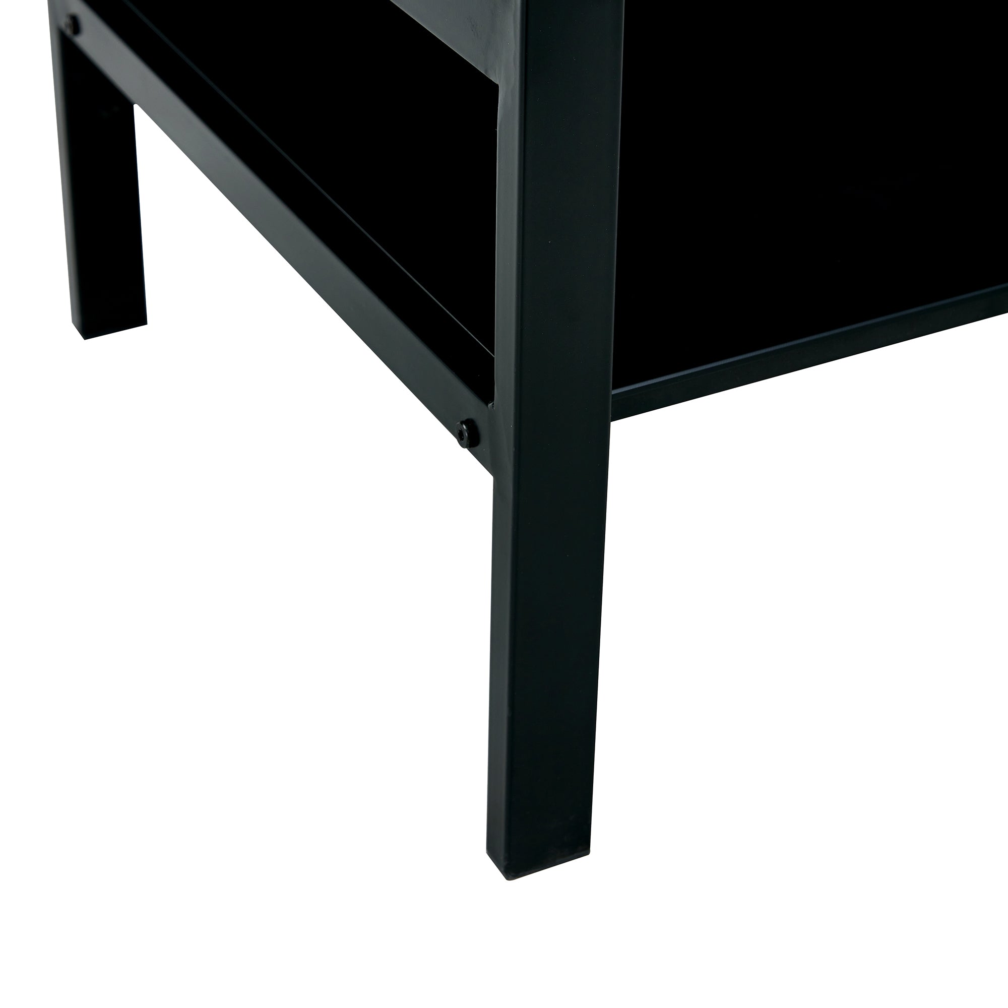 2 Layers Modern Designed Lifting Top Tempered Glass Coffee Table- Black