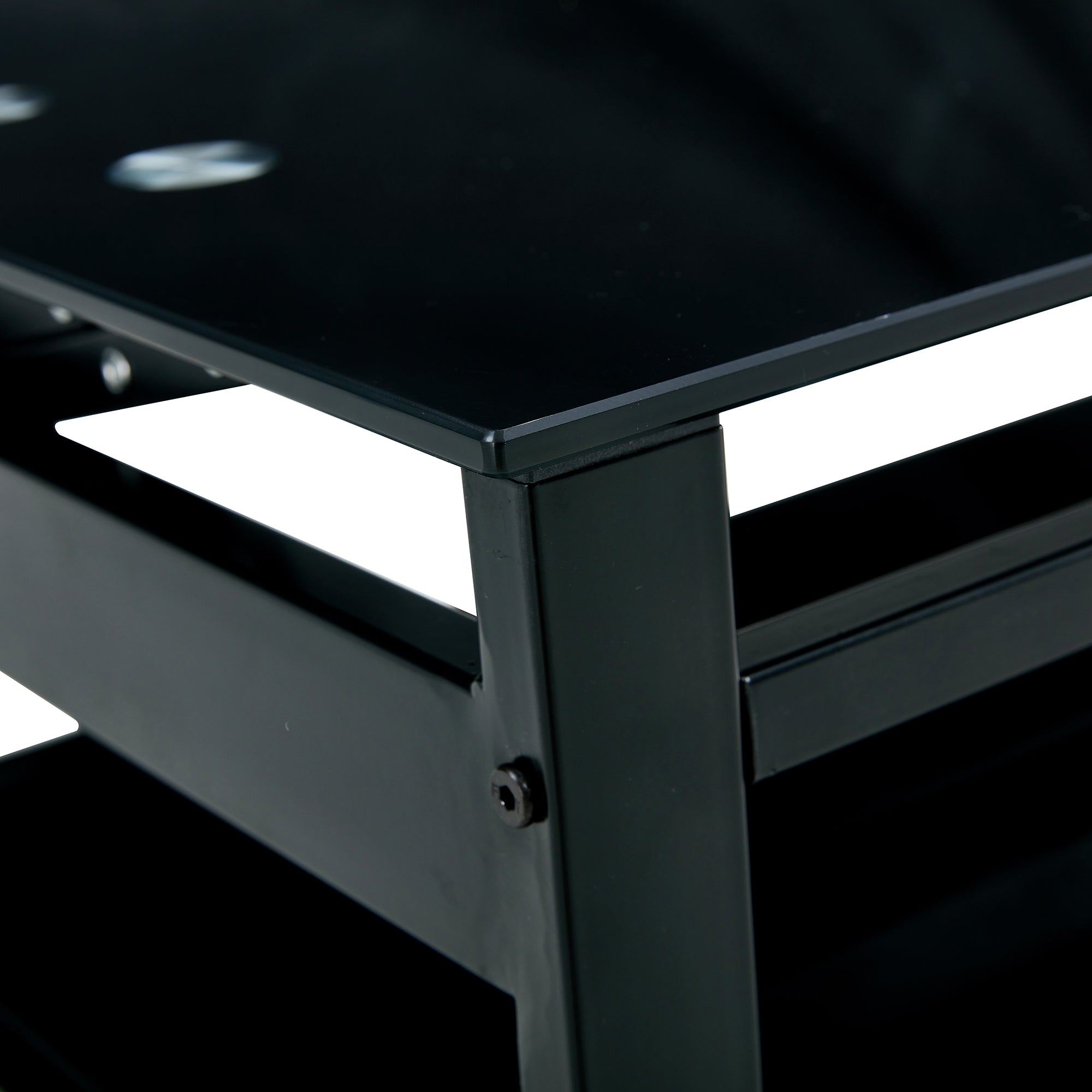 2 Layers Modern Designed Lifting Top Tempered Glass Coffee Table- Black