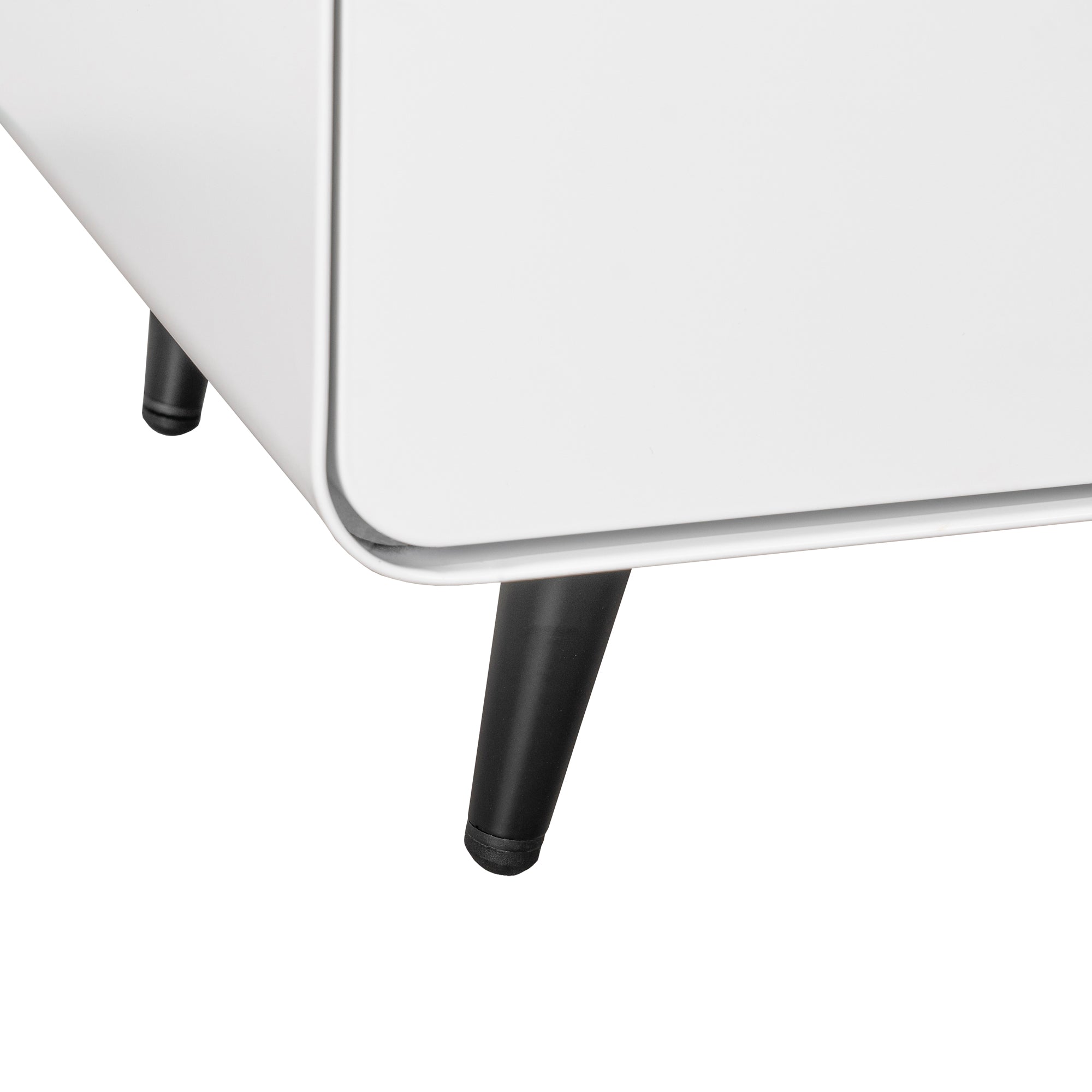 2 Drawers Nordic Minimalist Bedside Steel Cabinet with Round Handle- White