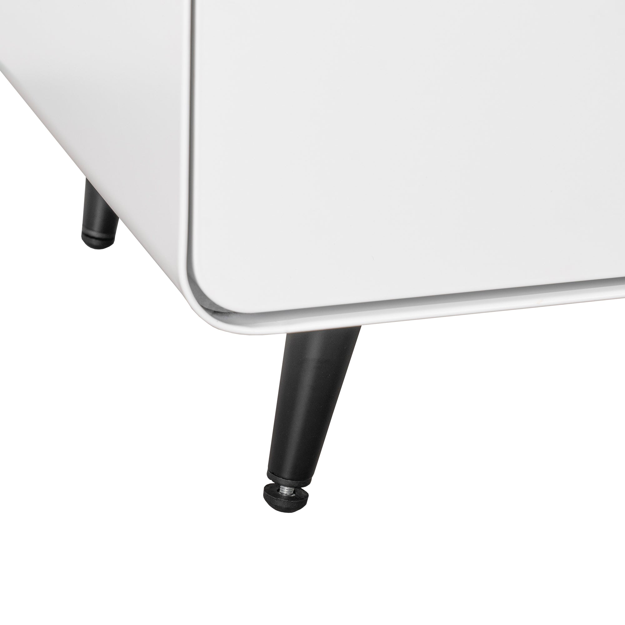 3 Drawers Nordic Minimalist Bedside Steel Cabinet with Round Handle- White