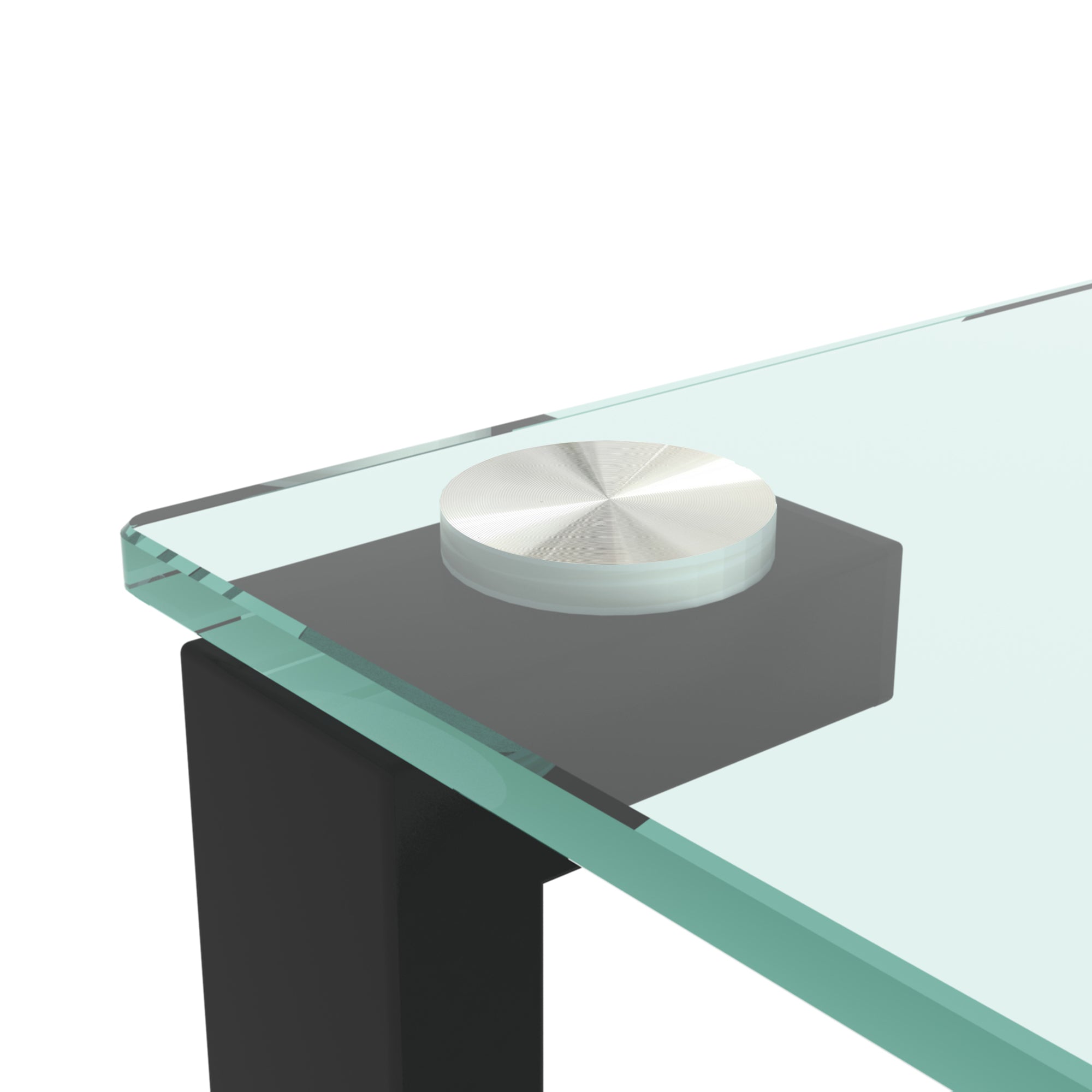 2pcs Two Layered Tempered Glass Small Bedroom Corner Home Tea Table- Transparent+Black