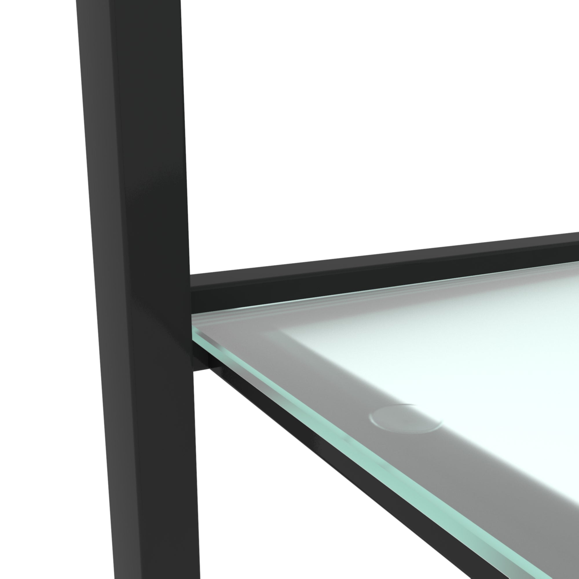 2pcs Two Layered Tempered Glass Small Bedroom Corner Home Tea Table- Transparent+Black