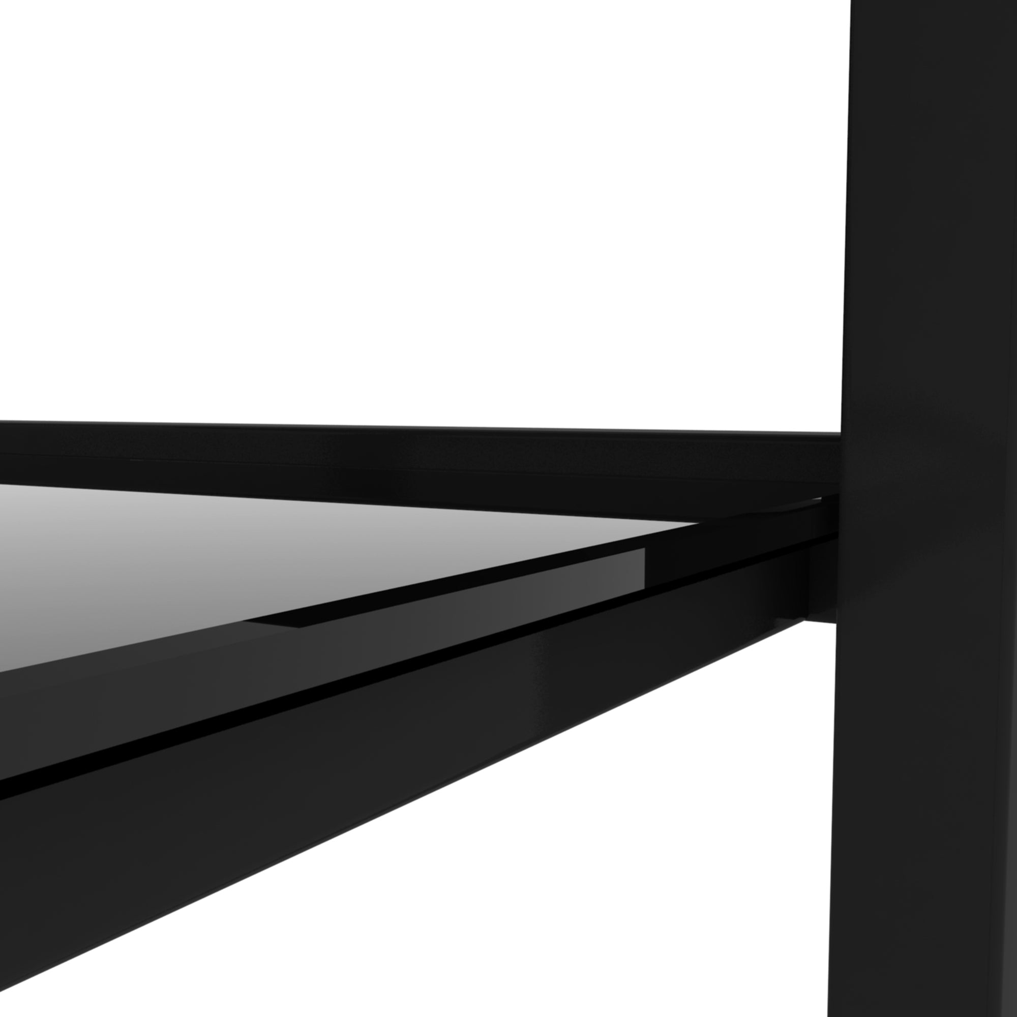 2pcs Two Layered Tempered Glass Small Bedroom Corner Home Tea Table- Black+Black