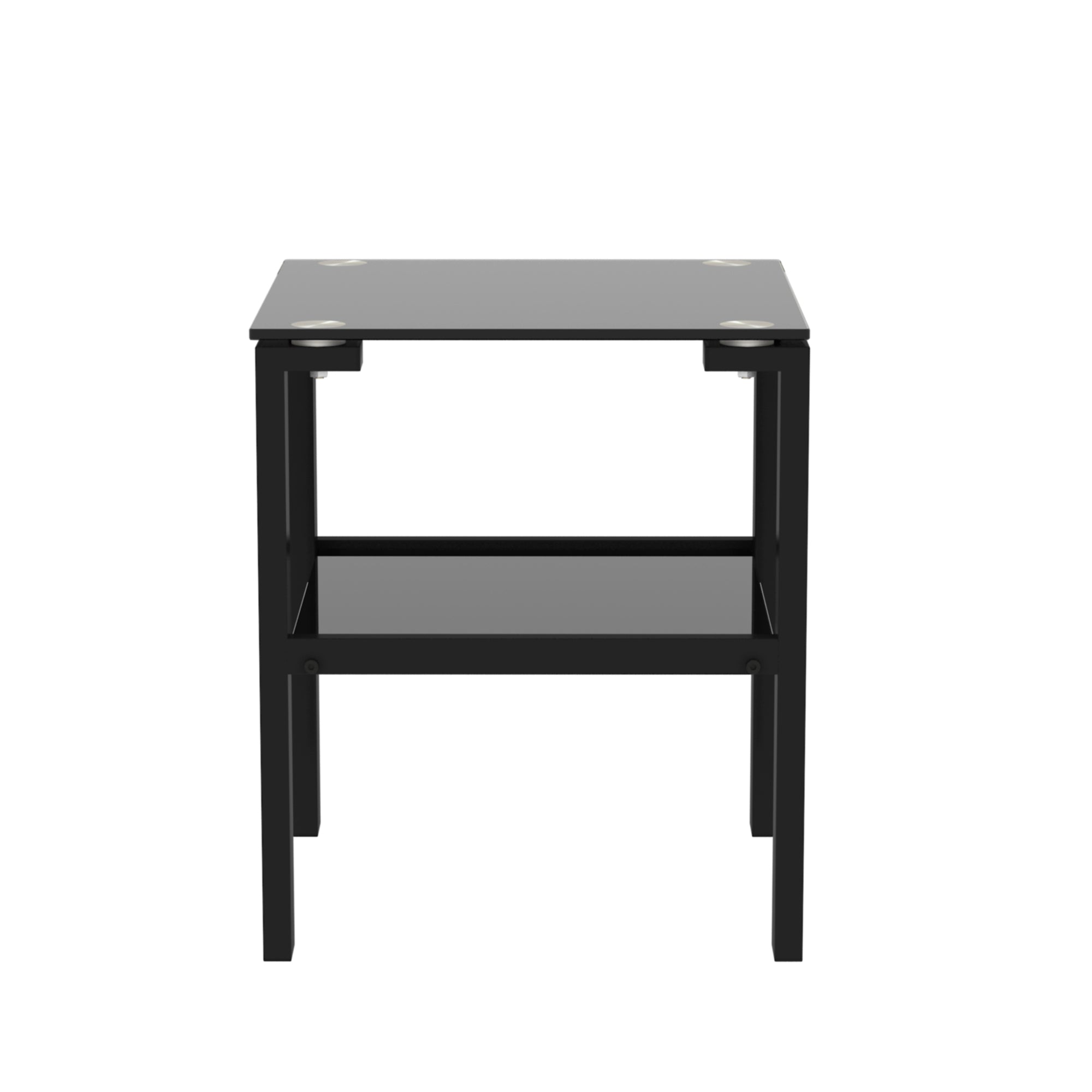2pcs Two Layered Tempered Glass Small Bedroom Corner Home Tea Table- Black+Black