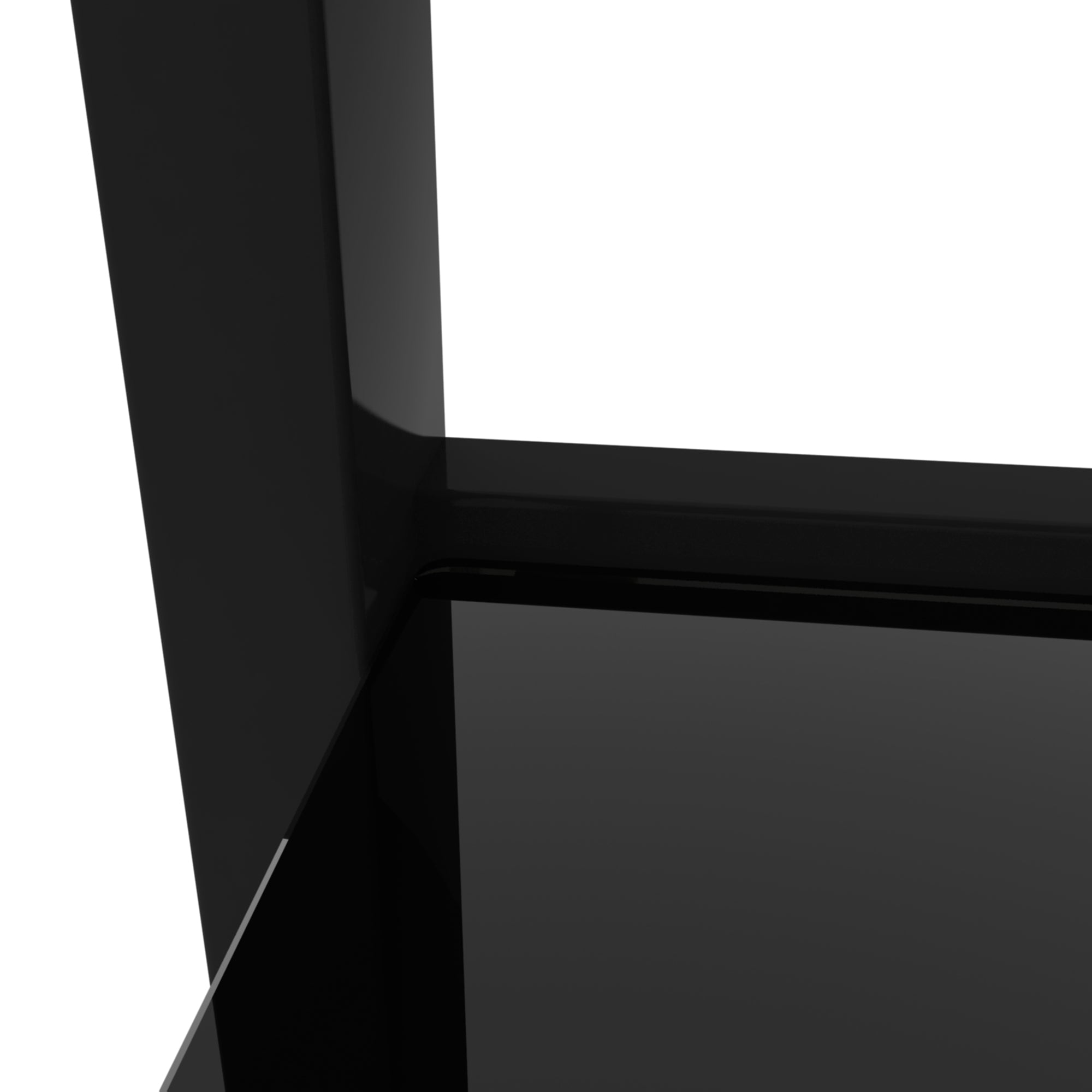 2pcs Two Layered Tempered Glass Small Bedroom Corner Home Tea Table- Black+Black
