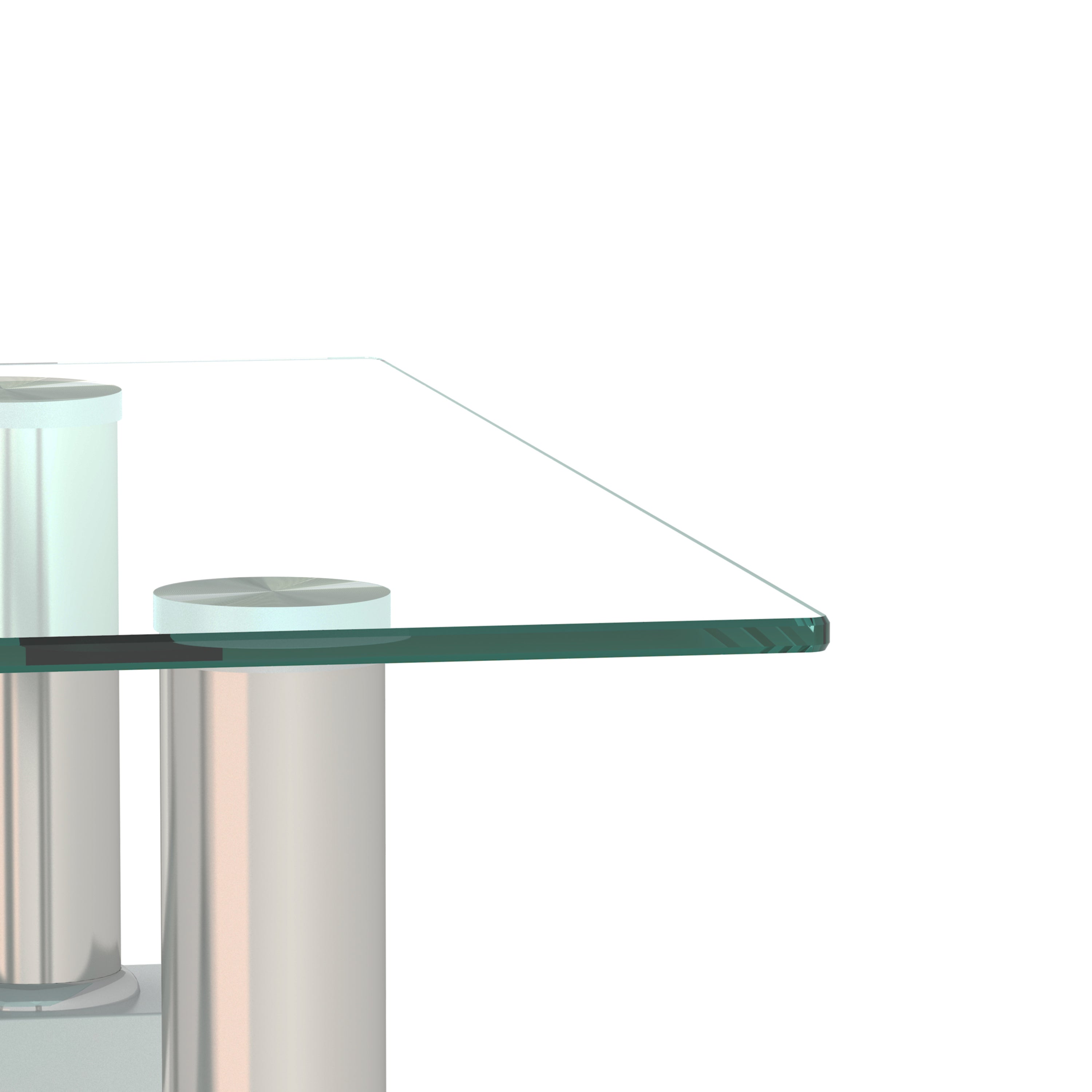 2 pcs Modern Design Coffee Table Tempered Glass End Table Night Stand- Transparent/White