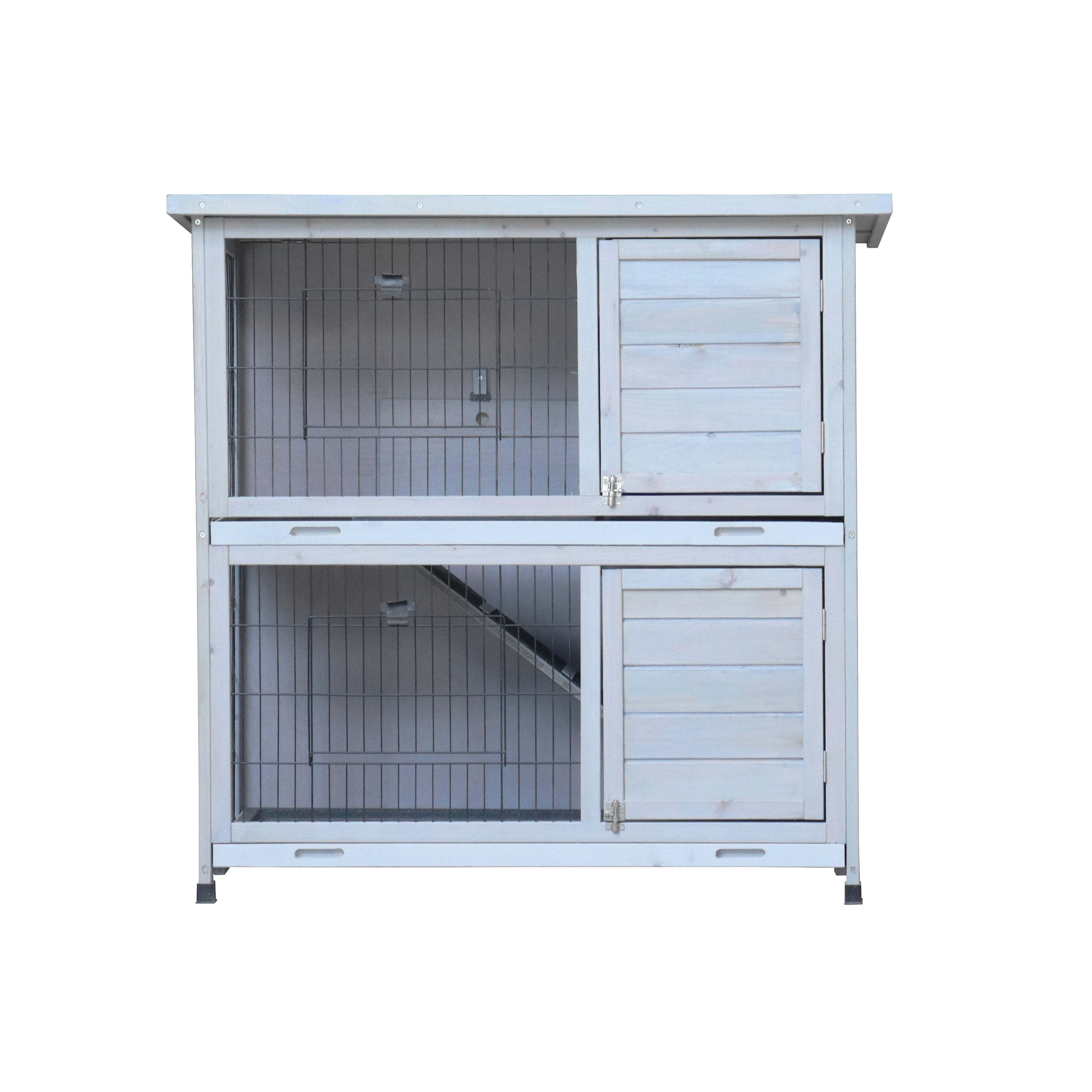 2 Story Rabbit Hutch Extensible Chicken Coop with No Leak Trays Large Running Space