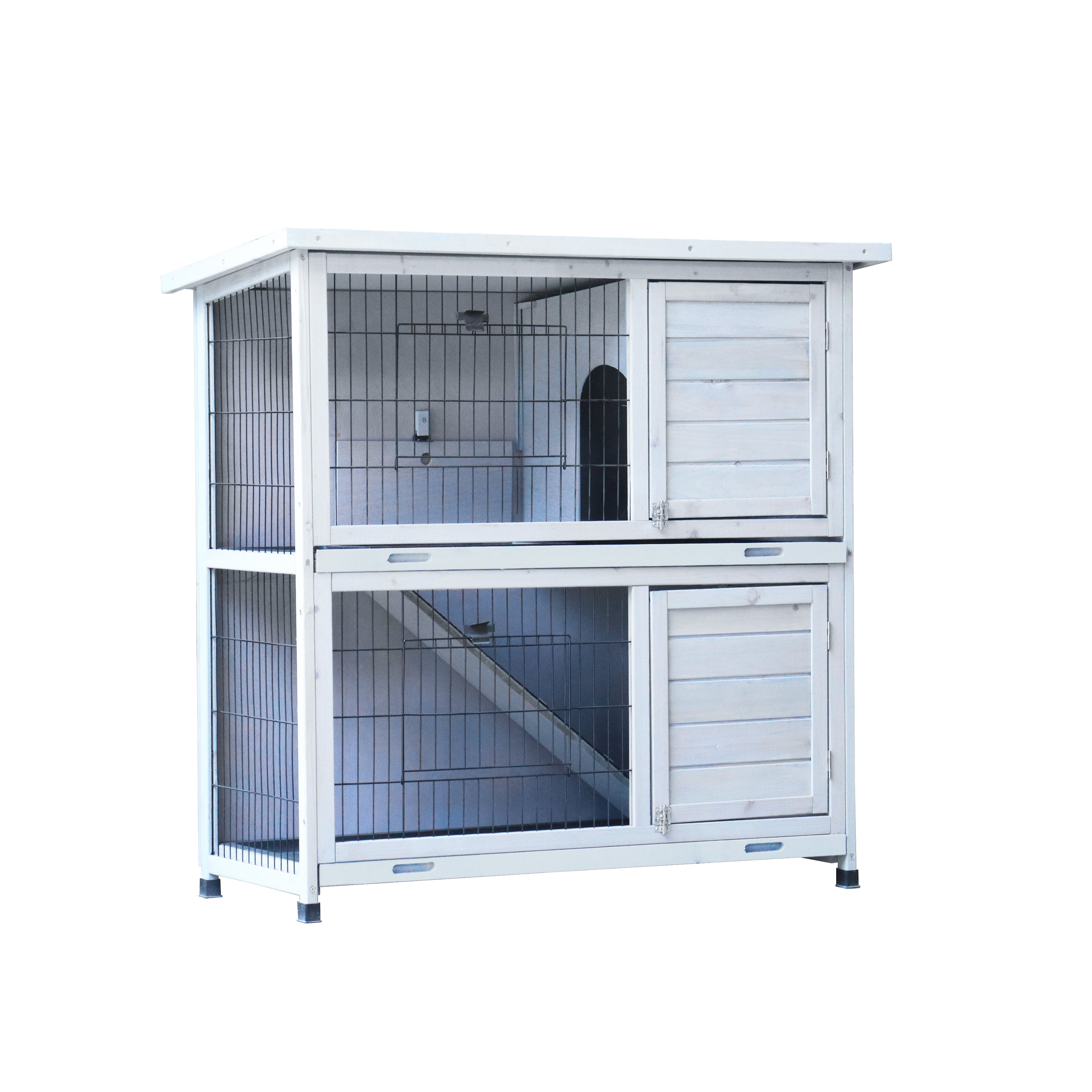 2 Story Rabbit Hutch Extensible Chicken Coop with No Leak Trays Large Running Space