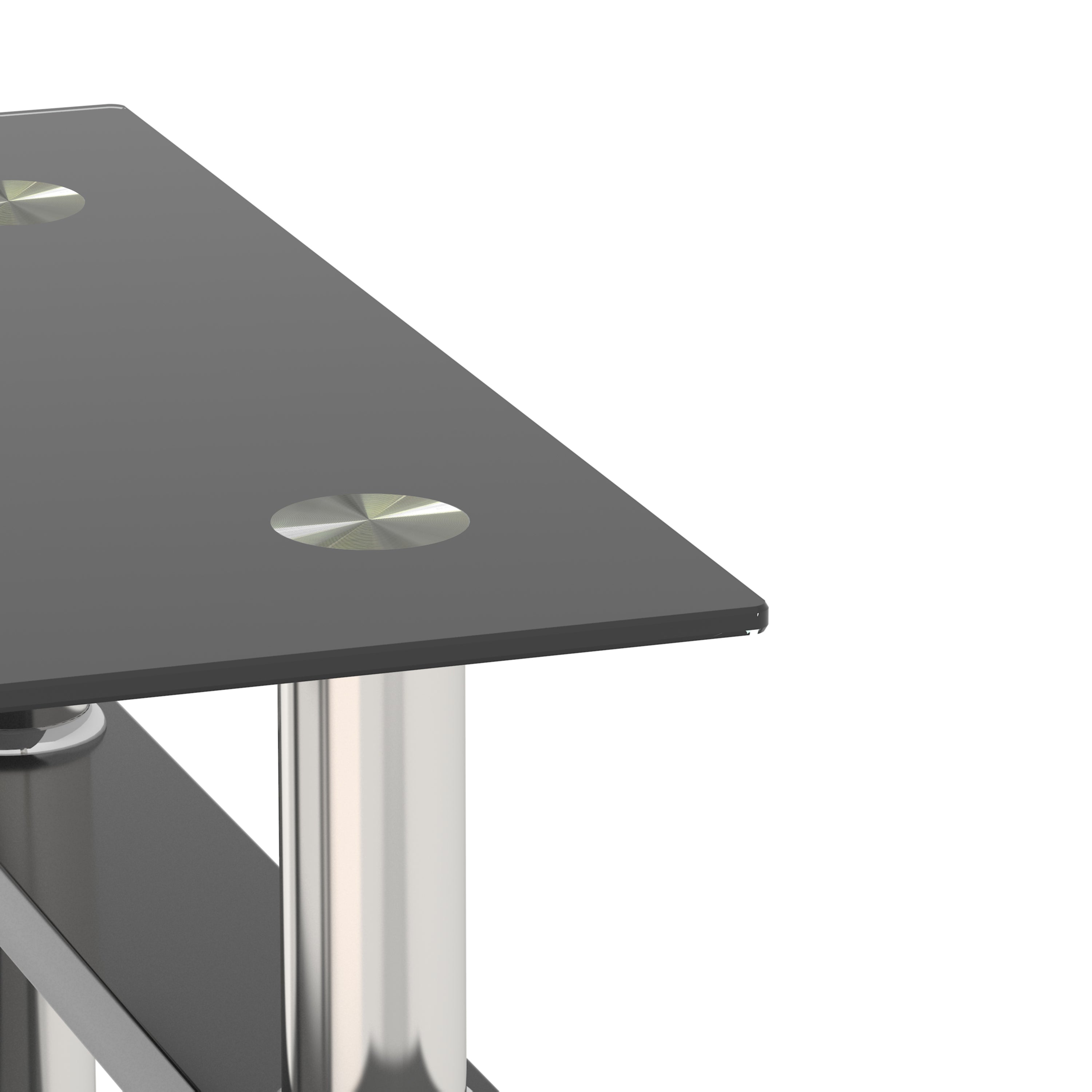 2 pcs Modern Design Coffee Table Tempered Glass End Table Night Stand- Black/Black