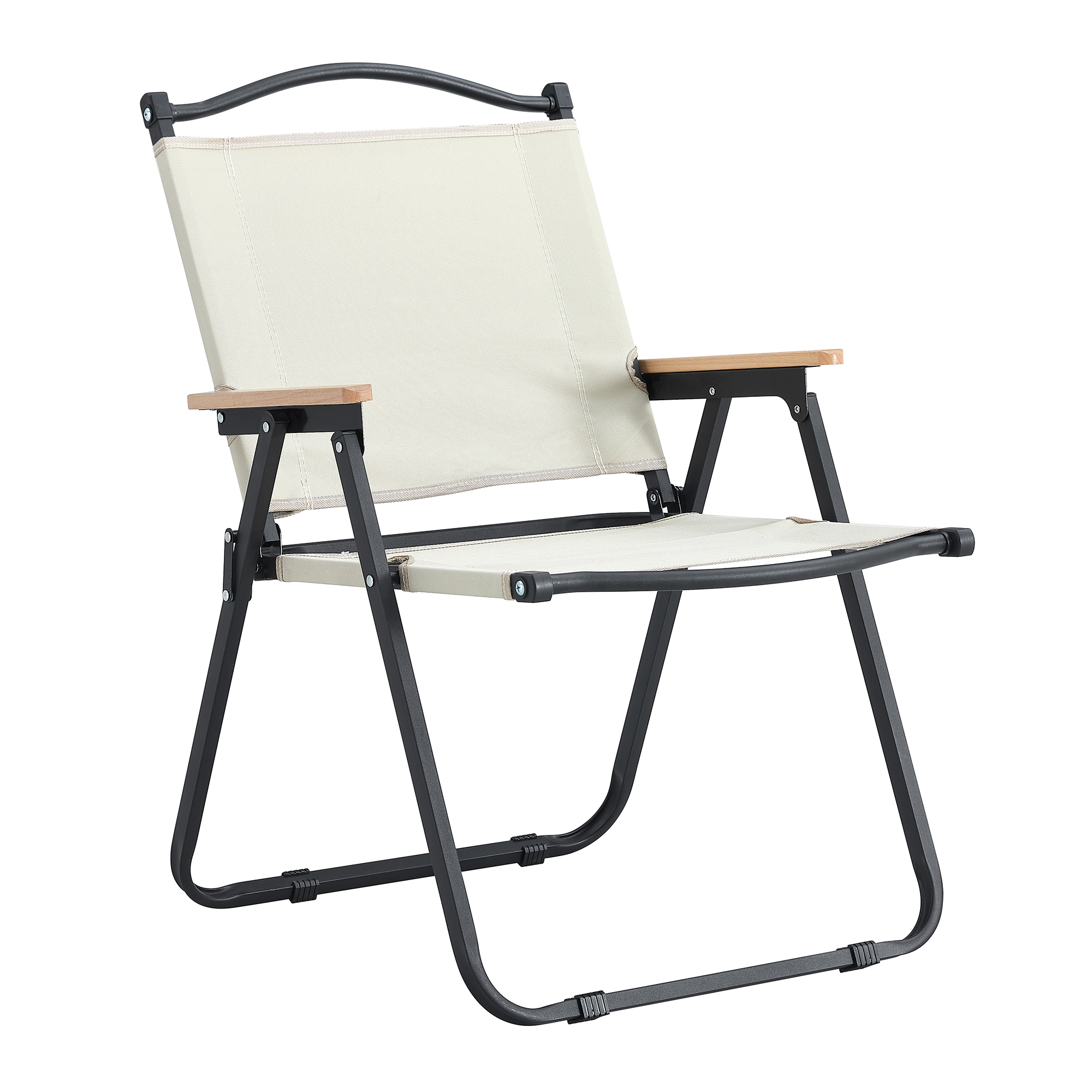 Modern Contemporary Foldable Outdoor Chair for Backyard Camping in Beige