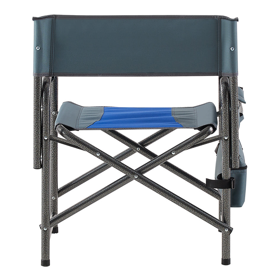 2pcs Padded Folding Outdoor Chair with Pockets Oversized Directors Chair- Blue+Grey
