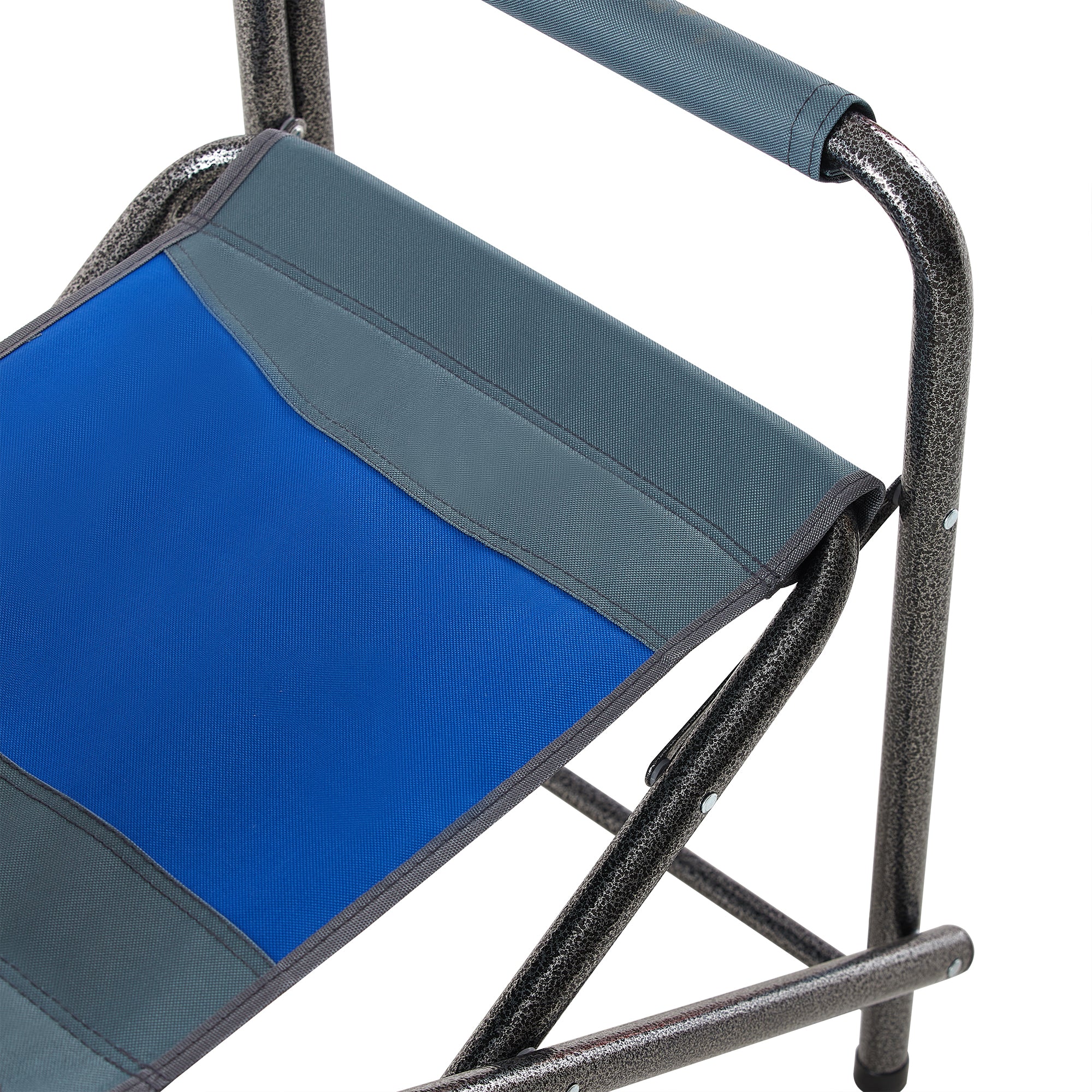 2pcs Padded Folding Outdoor Chair with Pockets Oversized Directors Chair- Blue+Grey