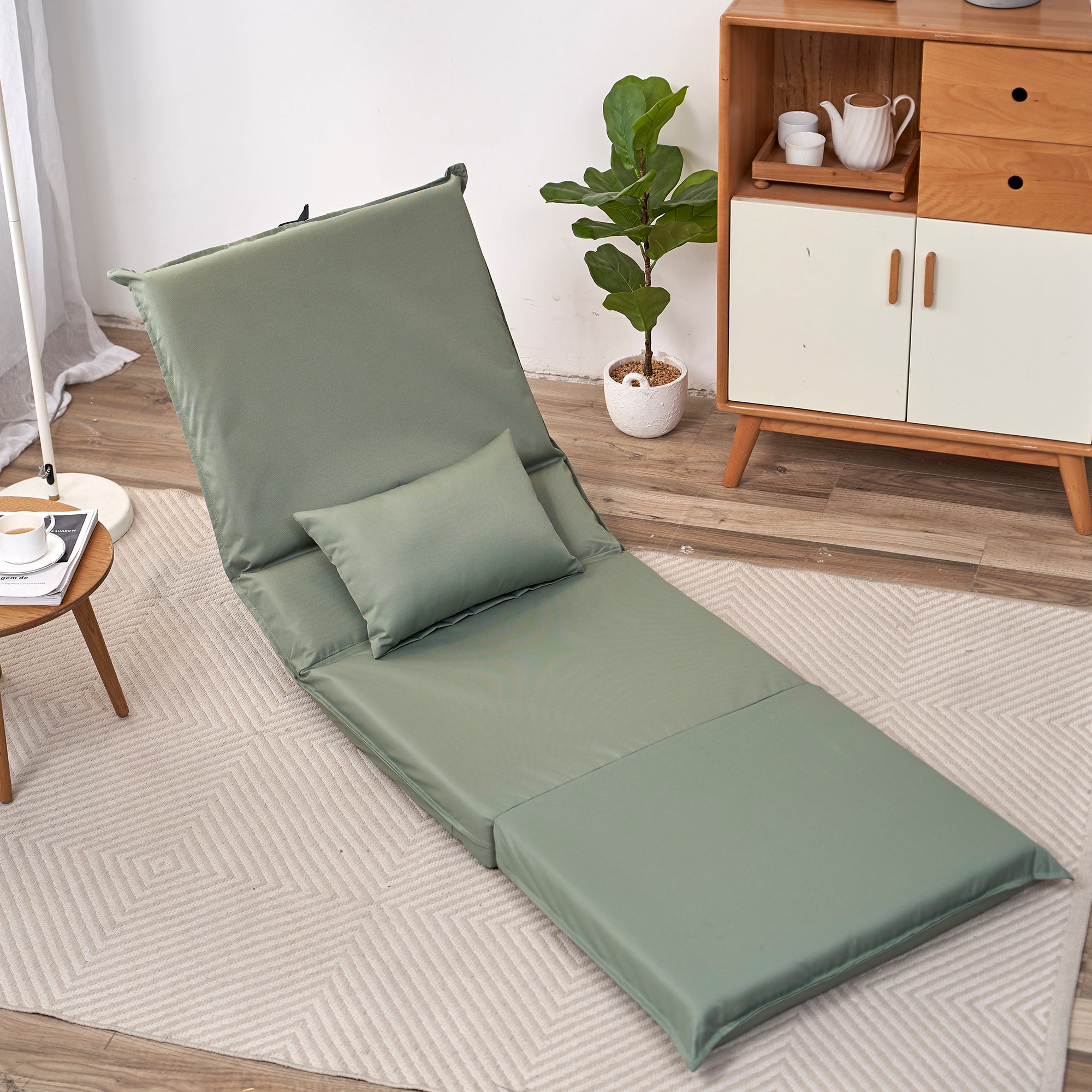 14 Position Height Adjustable Portable Chair for Outdoor Travel with Carrying Bag- Light Green