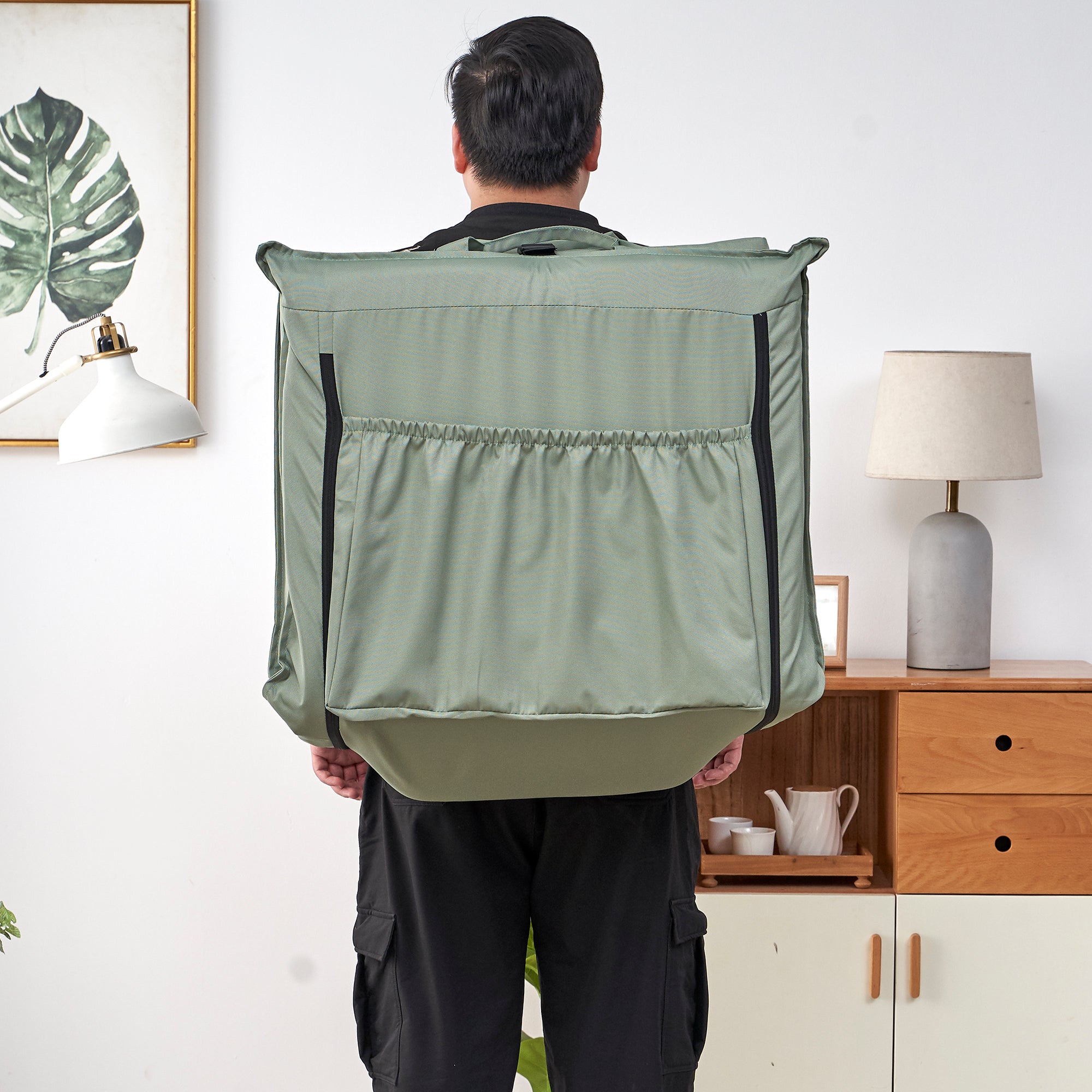 14 Position Height Adjustable Portable Chair for Outdoor Travel with Carrying Bag- Light Green
