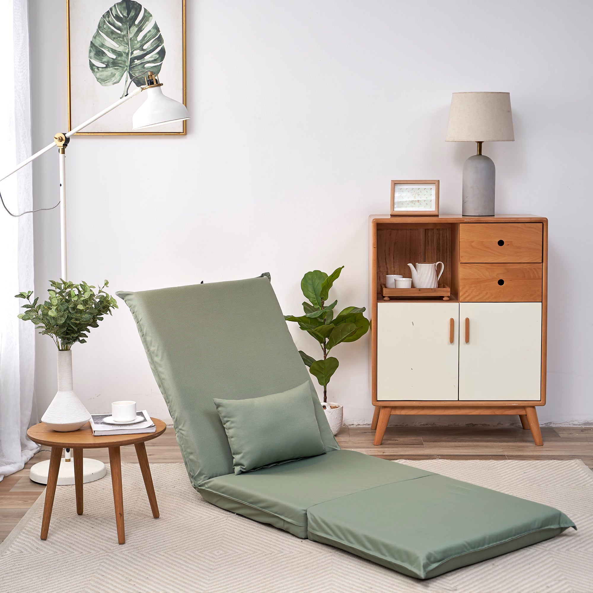 14 Position Height Adjustable Portable Chair for Outdoor Travel with Carrying Bag- Light Green