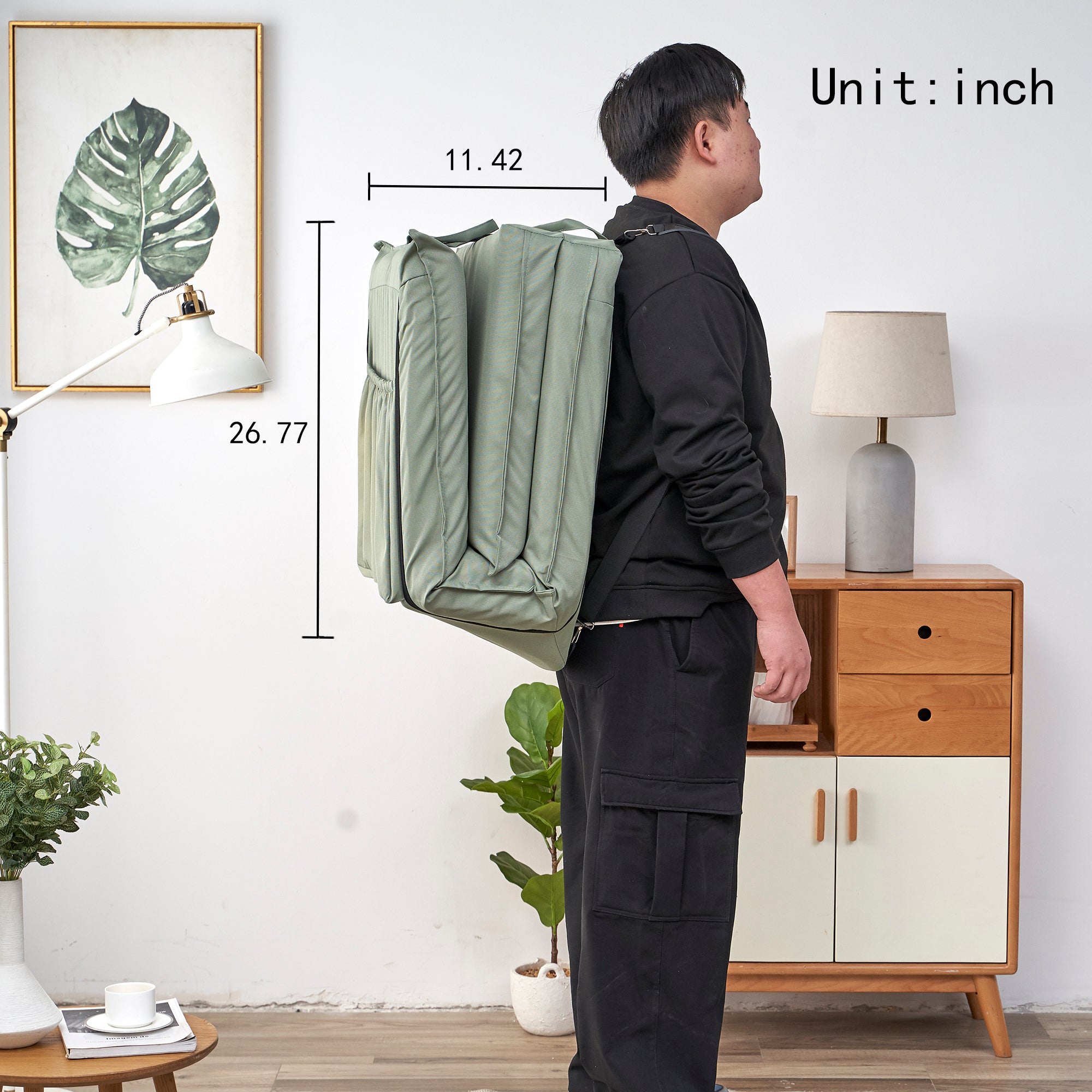 14 Position Height Adjustable Portable Chair for Outdoor Travel with Carrying Bag- Light Green