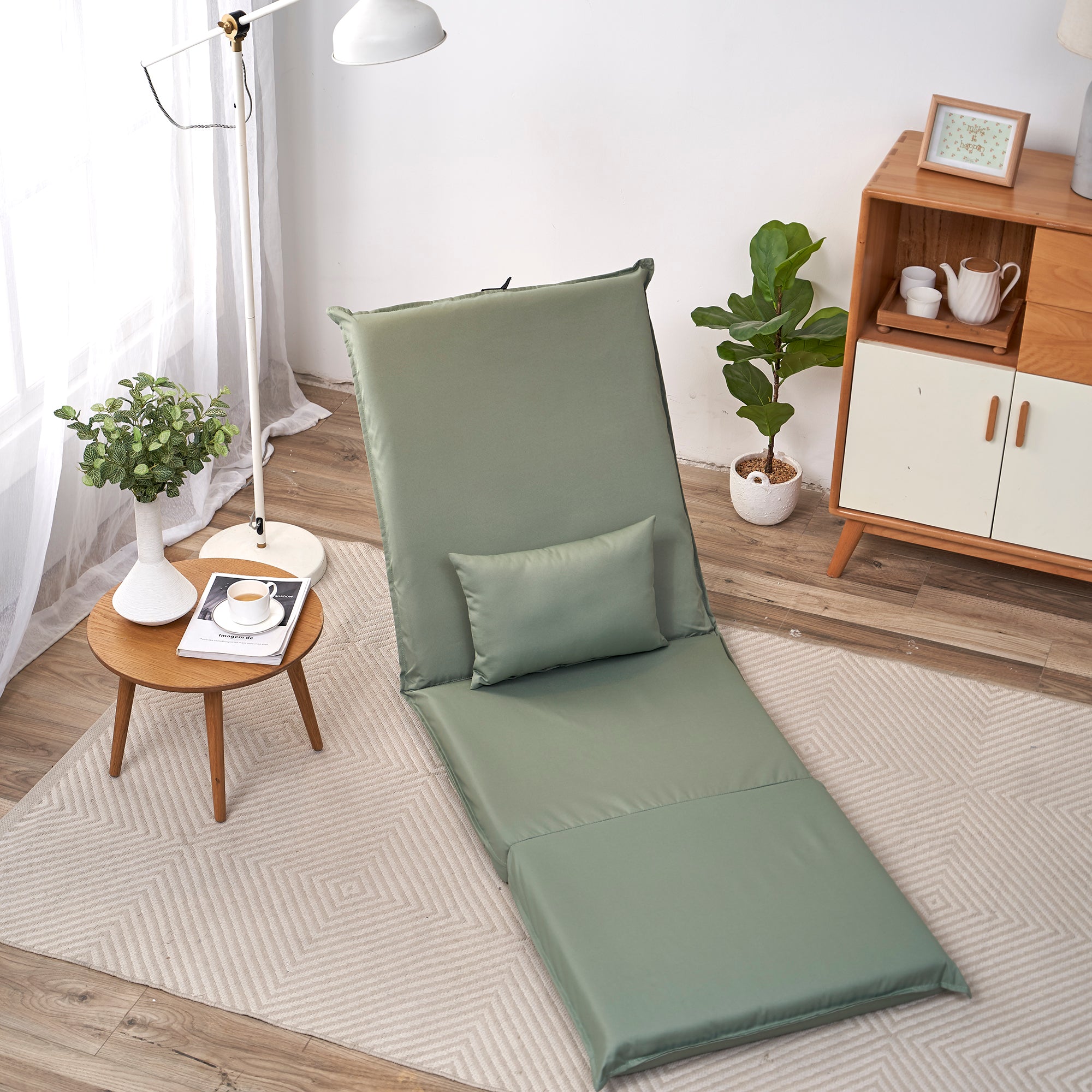 14 Position Height Adjustable Portable Chair for Outdoor Travel with Carrying Bag- Light Green