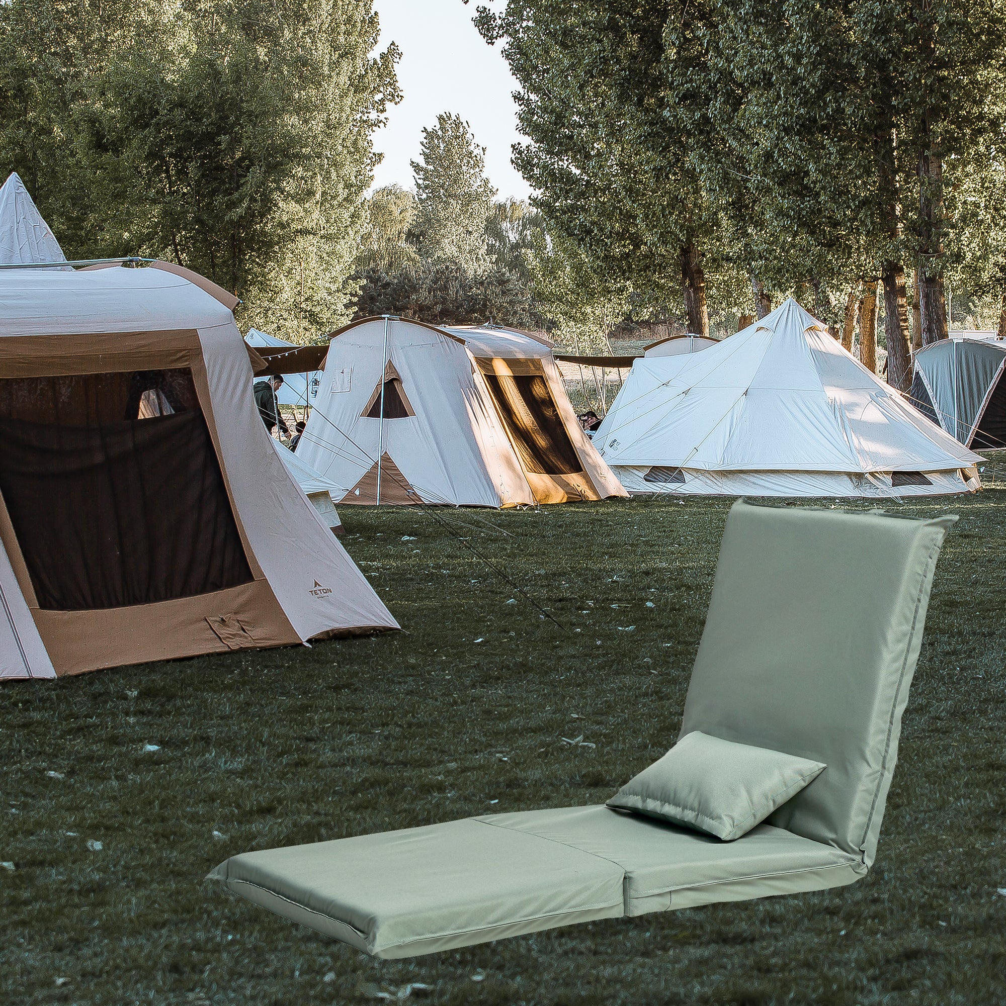 14 Position Height Adjustable Portable Chair for Outdoor Travel with Carrying Bag- Light Green