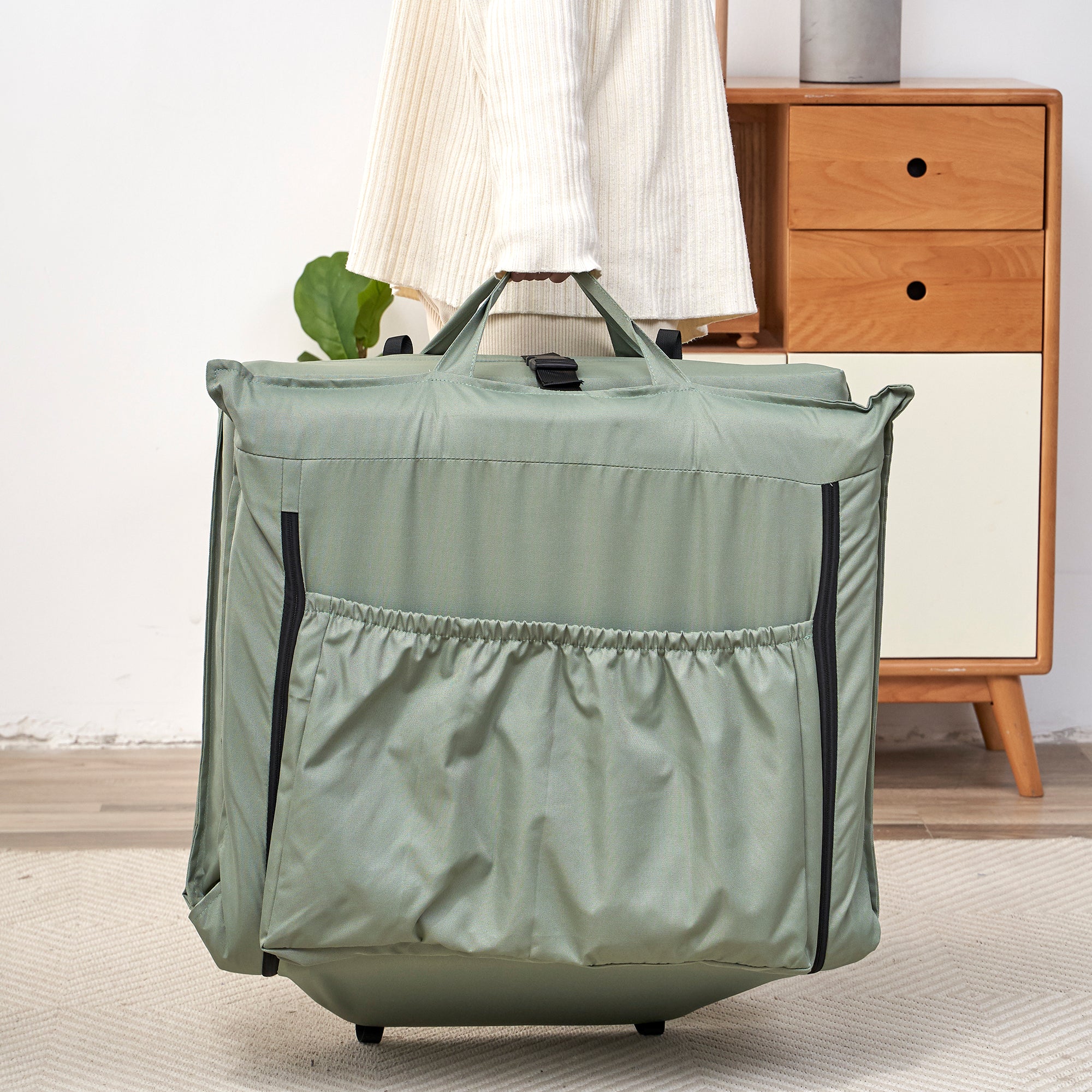 14 Position Height Adjustable Portable Chair for Outdoor Travel with Carrying Bag- Light Green