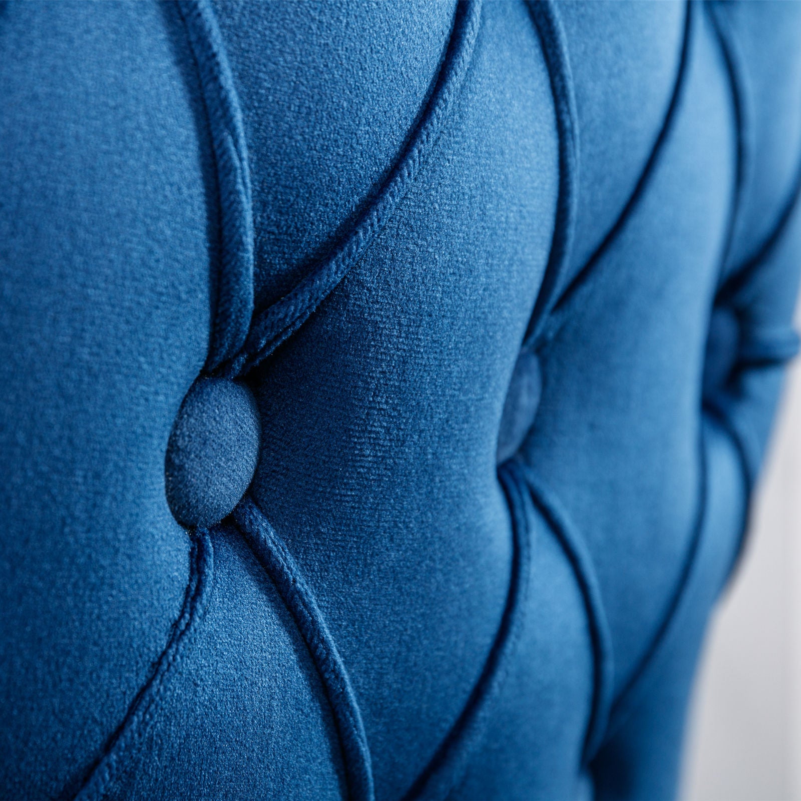2pcs Chrome Accent Wingback Bar Stools Tufted Velvet with Nailhead and Black Legs- Blue