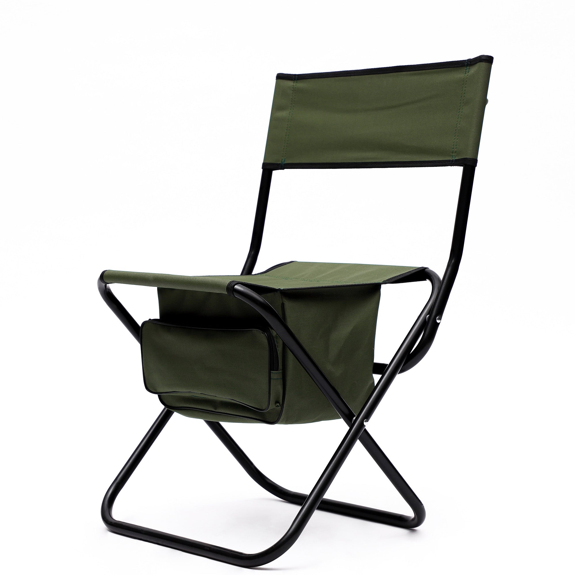 2 Pcs/Set Portable Folding Outdoor Camping Chair with Storage Bag- Green