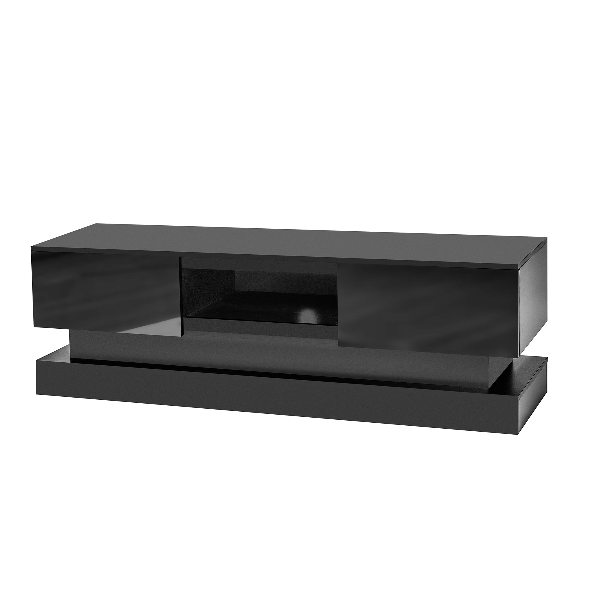 55 inches Modern and Simple Design Television Stand Organizing Cabinet- Black