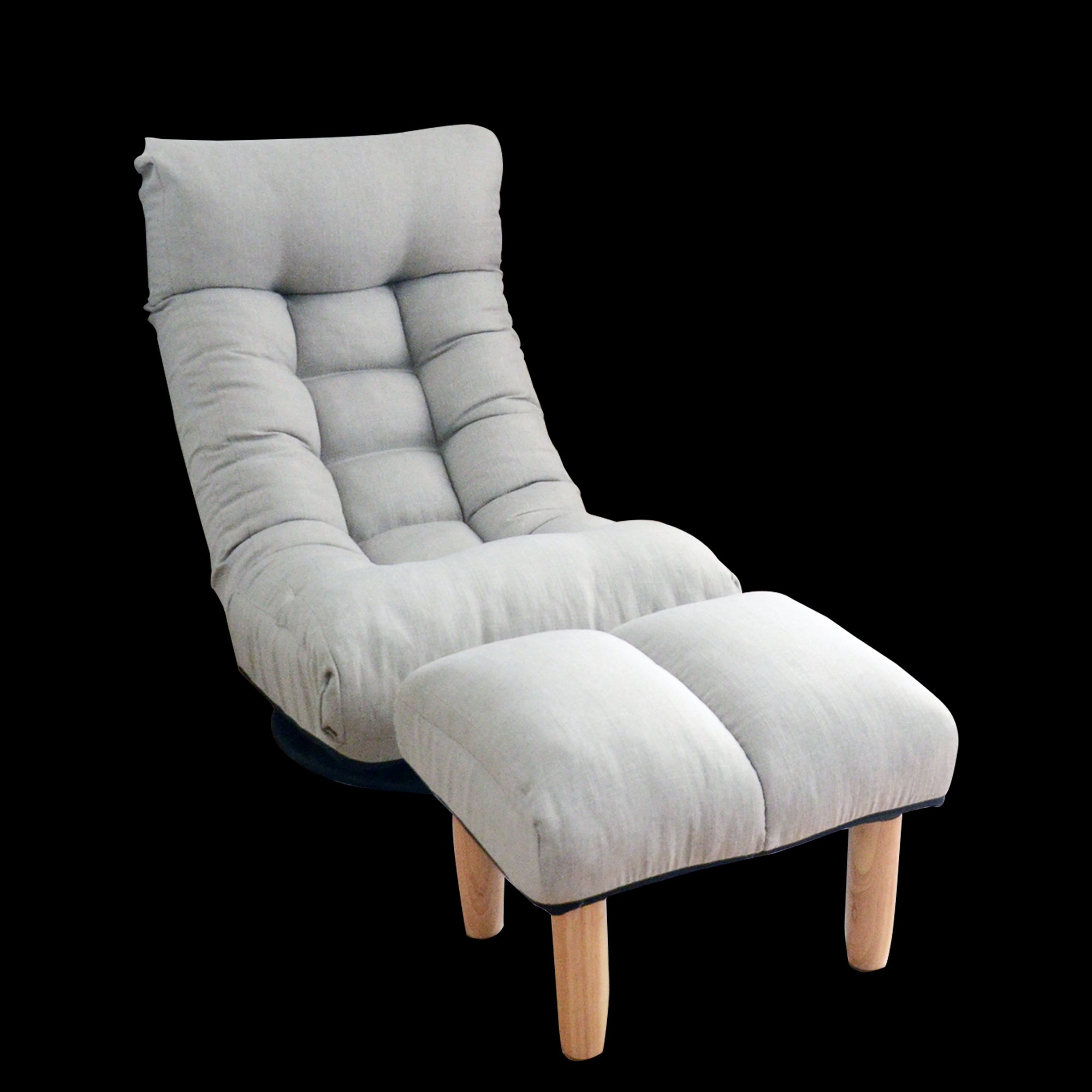 3 Adjustable Head Segments Single Sofa Reclining Japanese Style Leisure Accent Chair- Gray