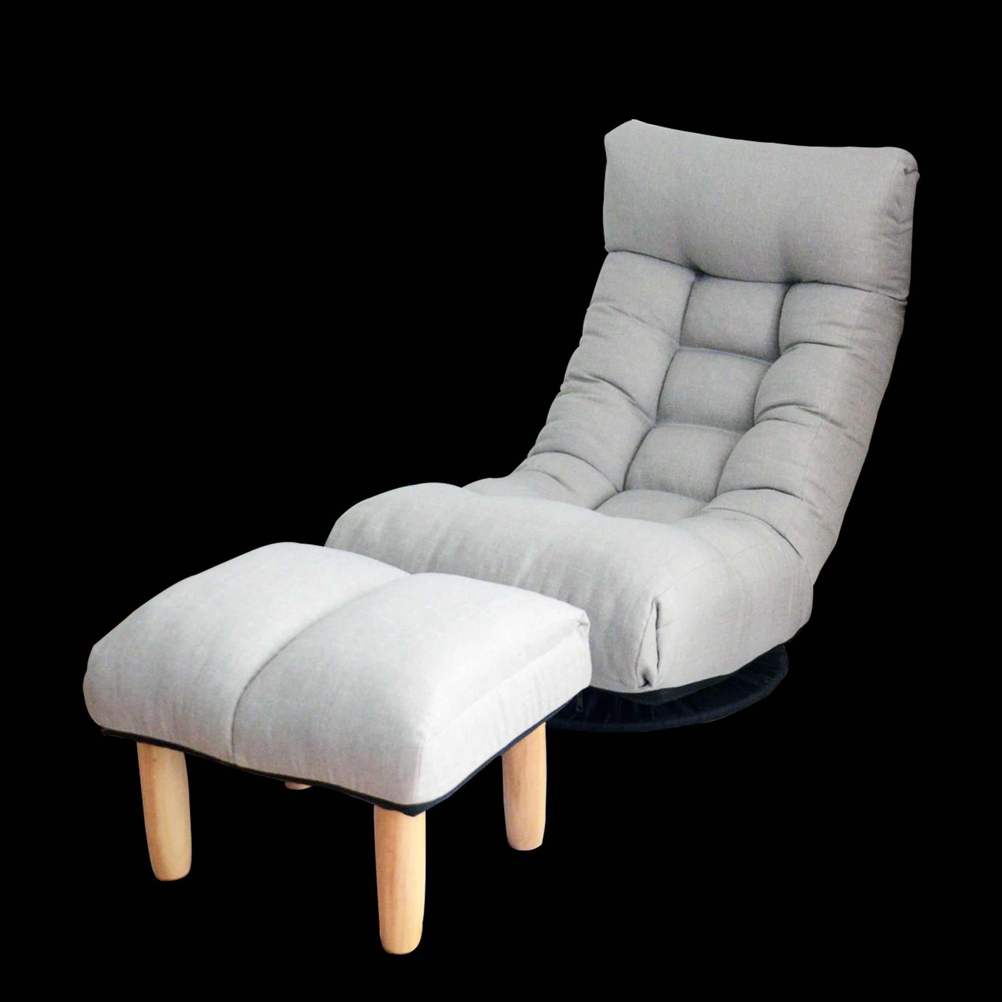 3 Adjustable Head Segments Single Sofa Reclining Japanese Style Leisure Accent Chair- Gray