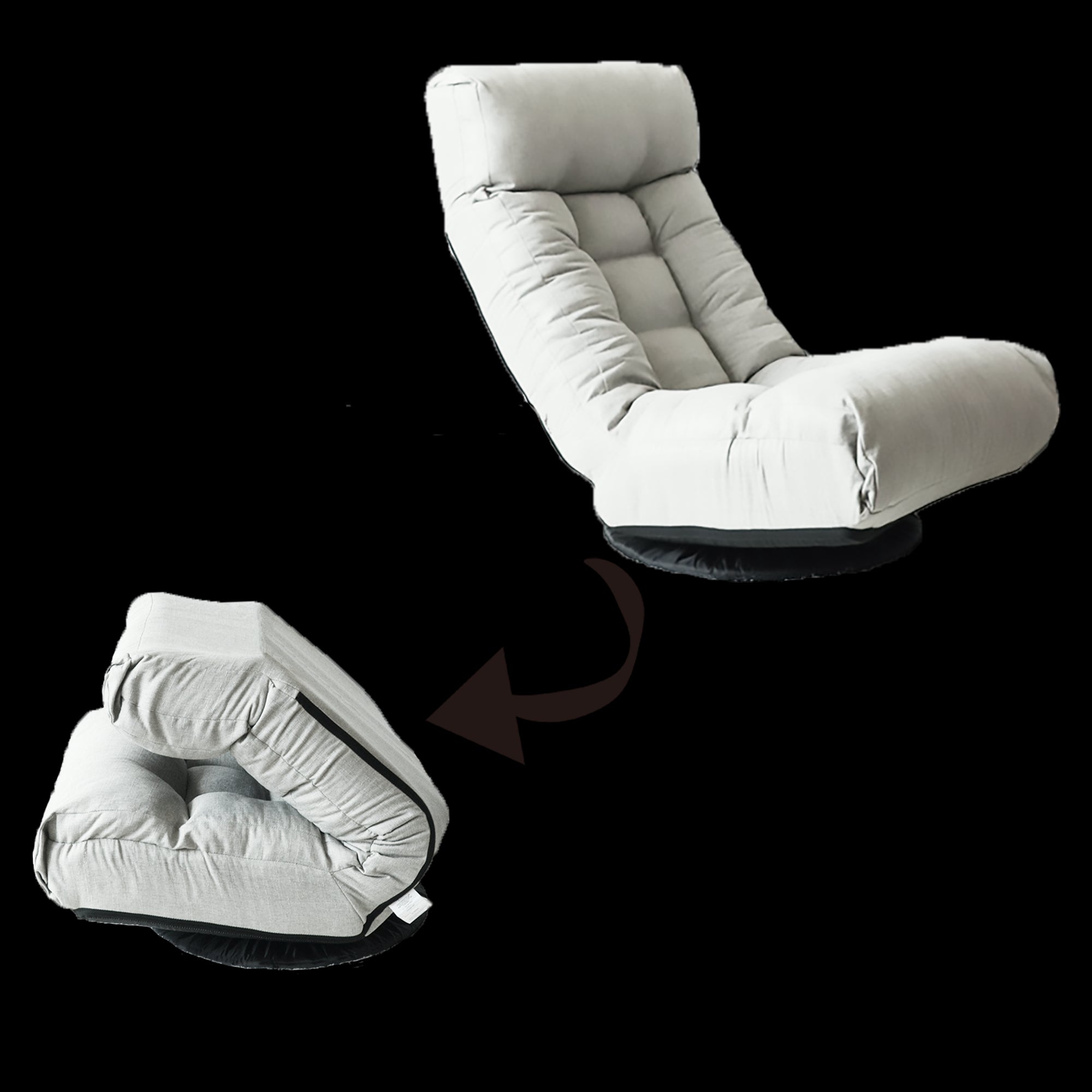 3 Adjustable Head Segments Single Sofa Reclining Japanese Style Leisure Accent Chair- Gray